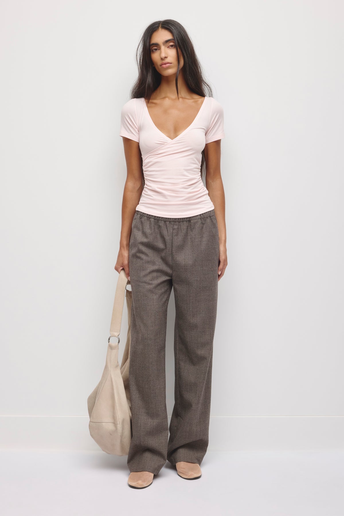 Women's Thana Wrap Top in Barely Pink