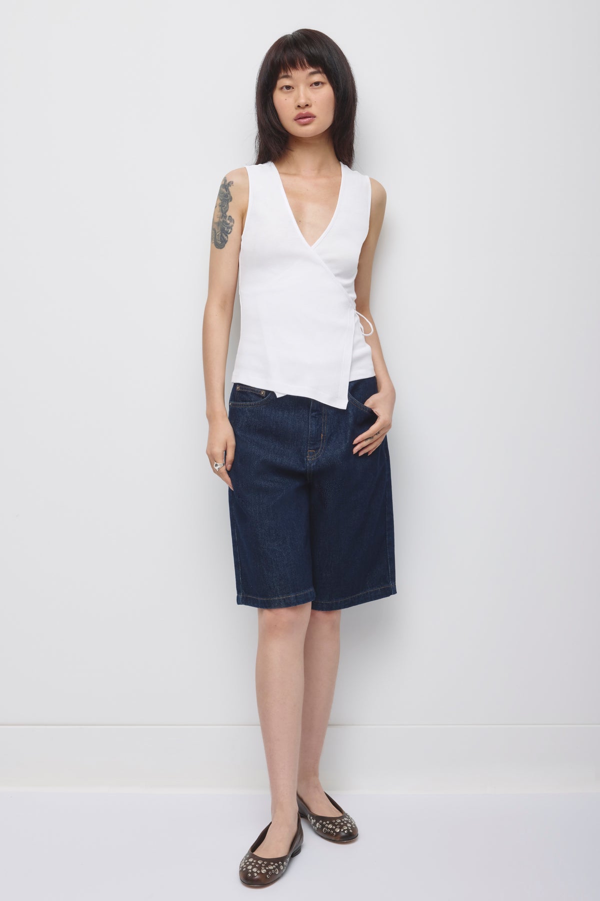 Débardeur portefeuille pour femme en blanc