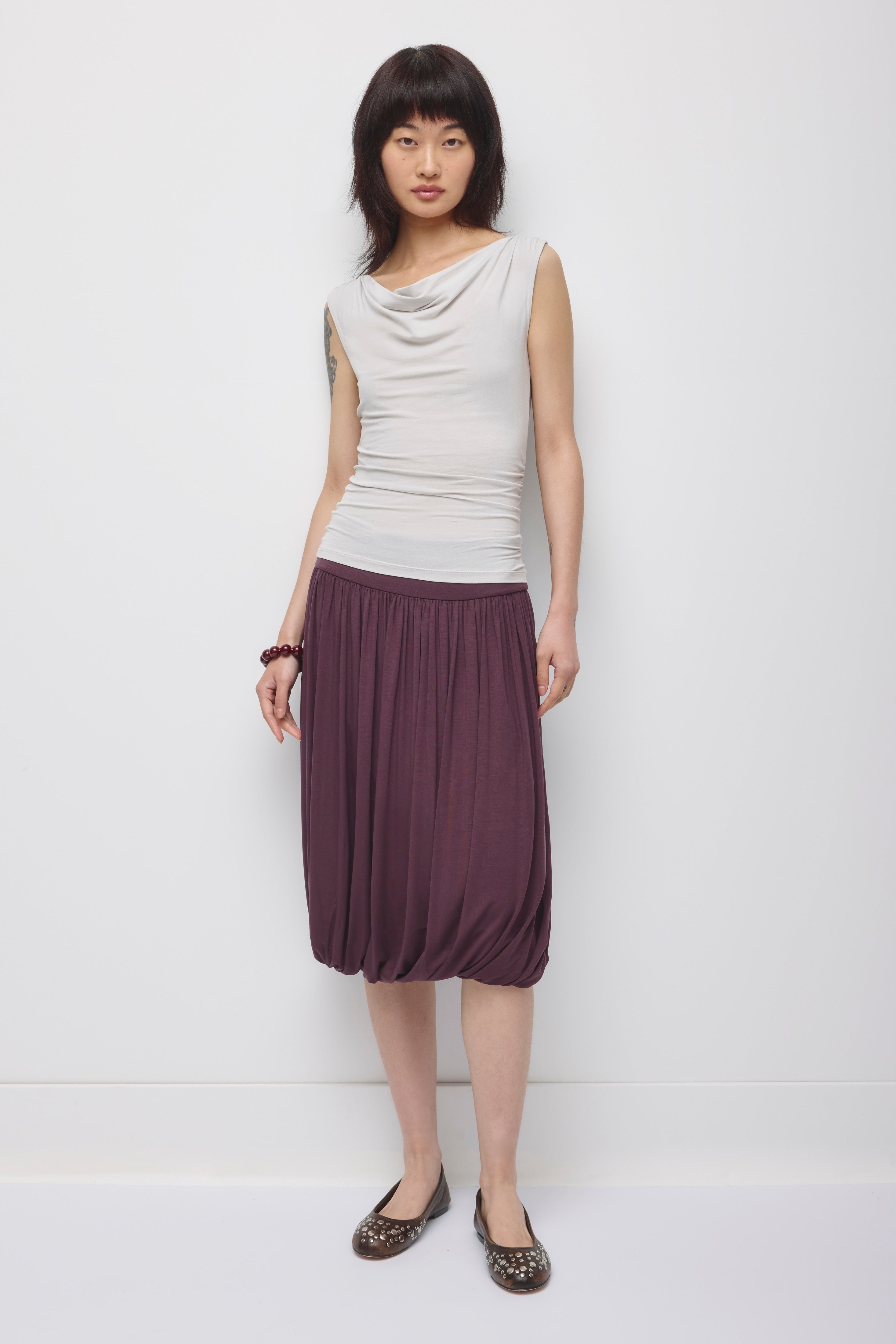 Women's Yazi Balloon Skirt in Chocolate Plum