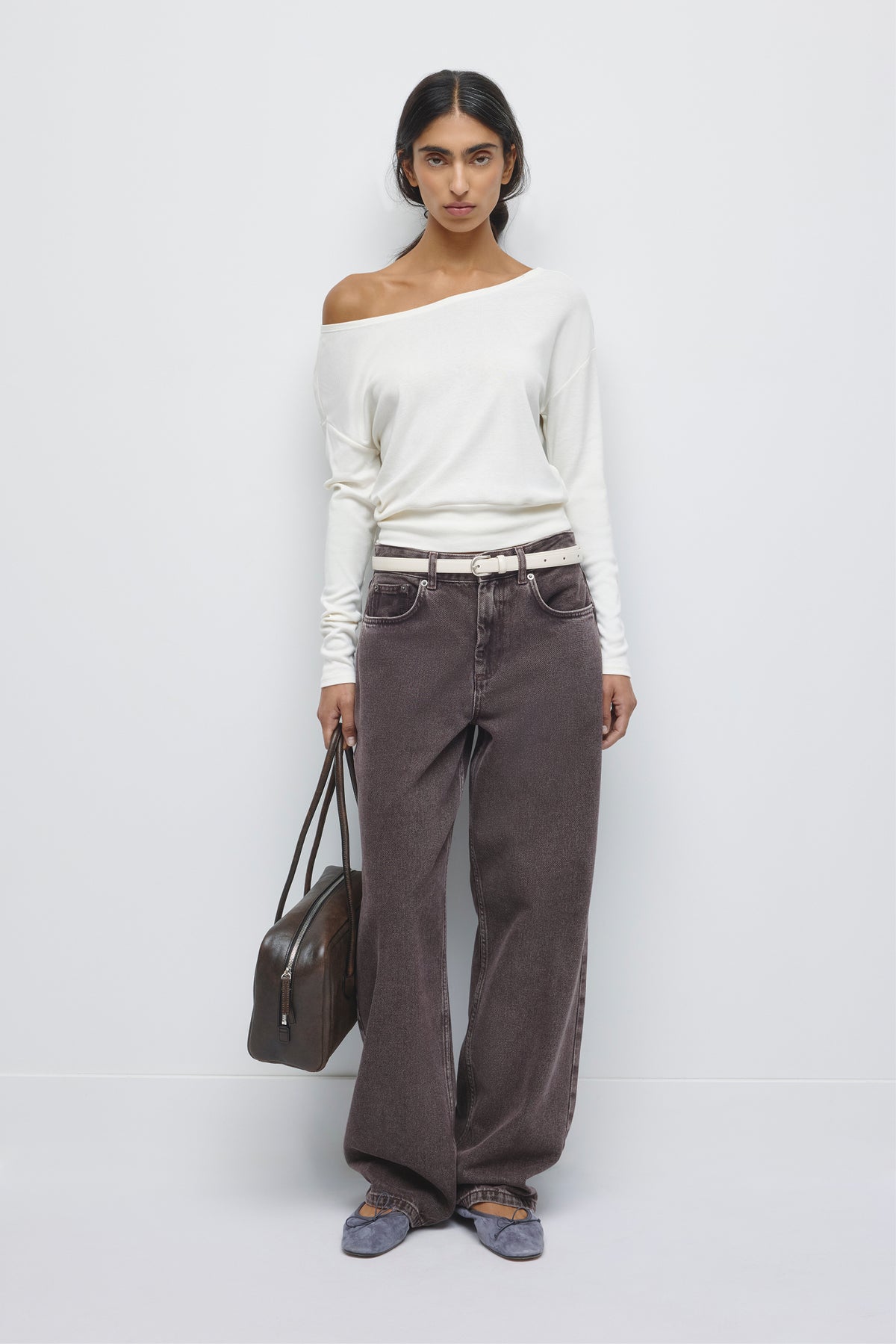 Women's Zahra Slouch Longsleeve in Marshmallow