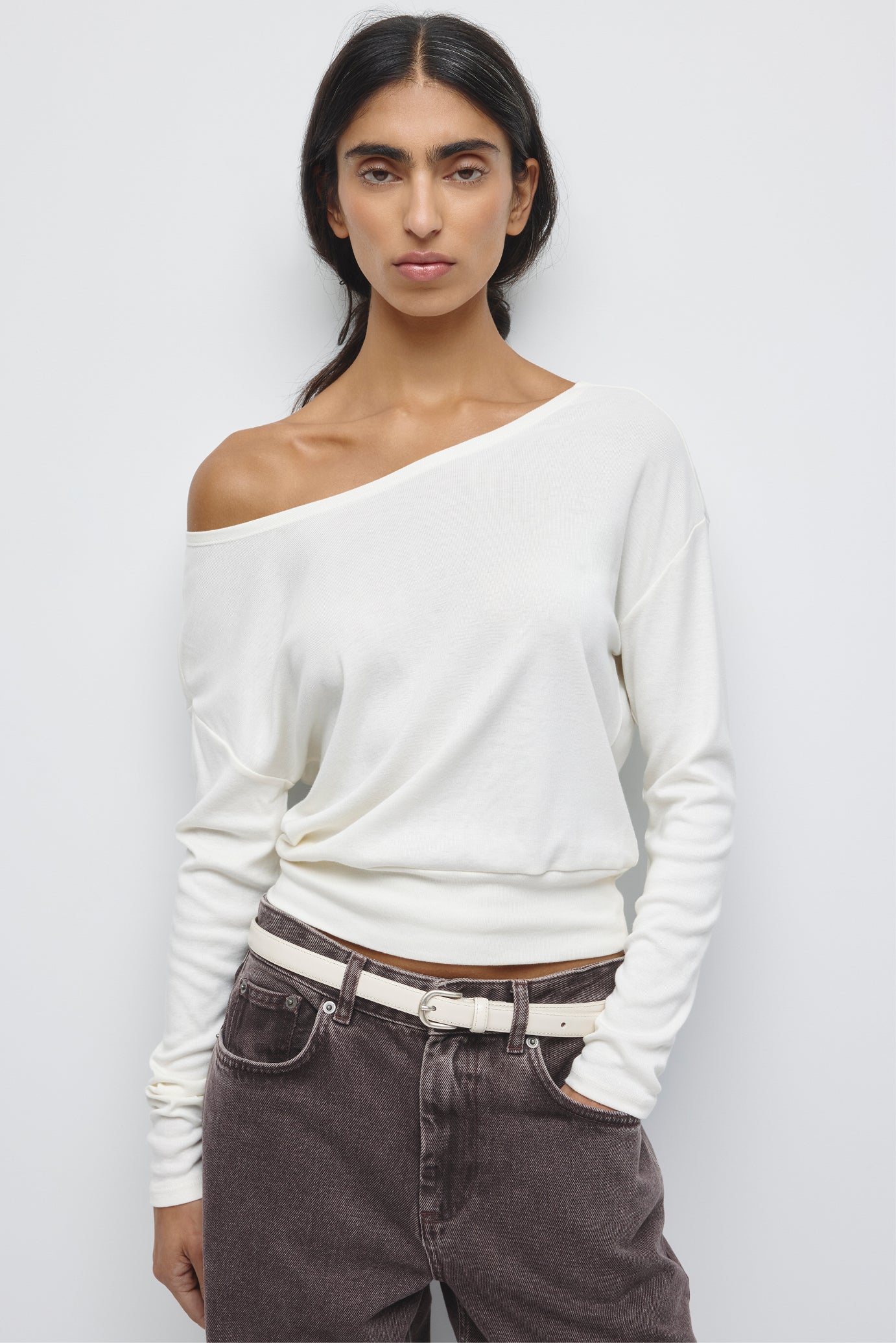 Women's Zahra Slouch Longsleeve in Marshmallow