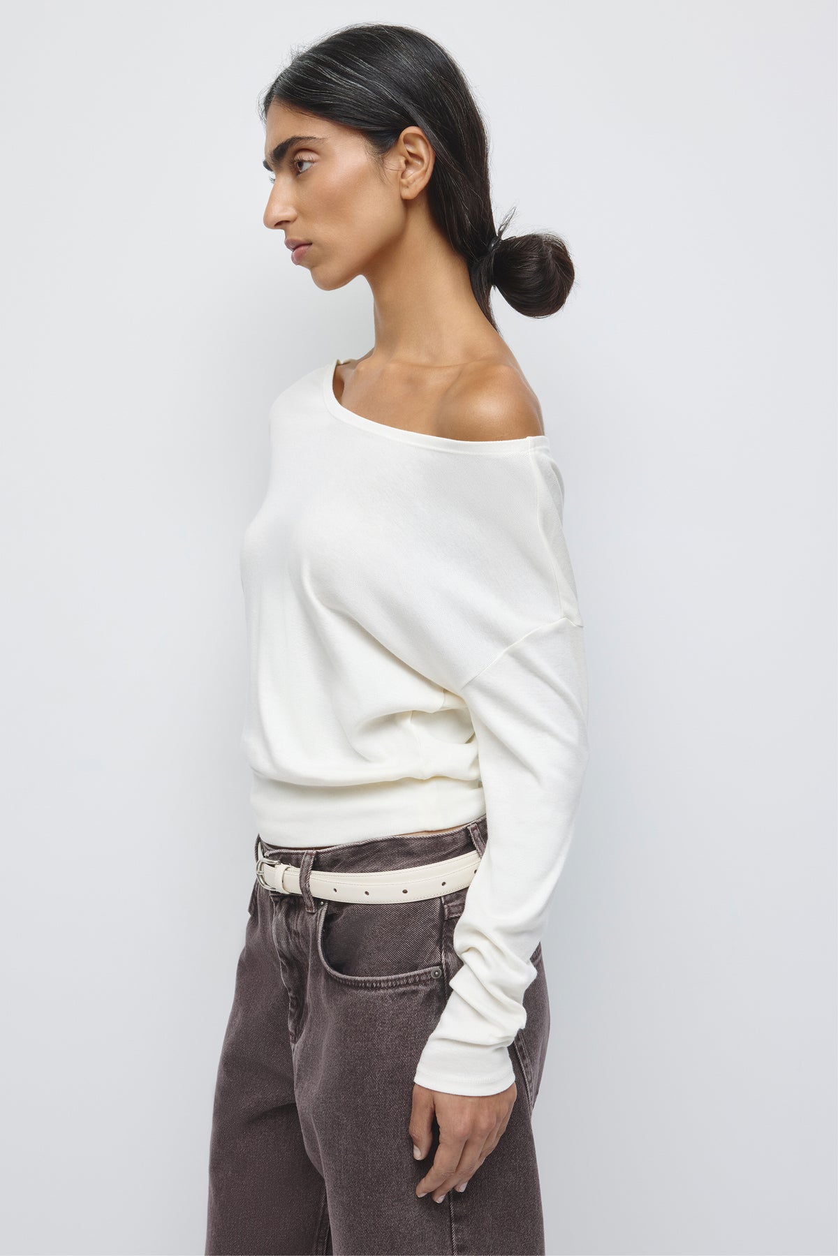 Women's Zahra Slouch Longsleeve in Marshmallow
