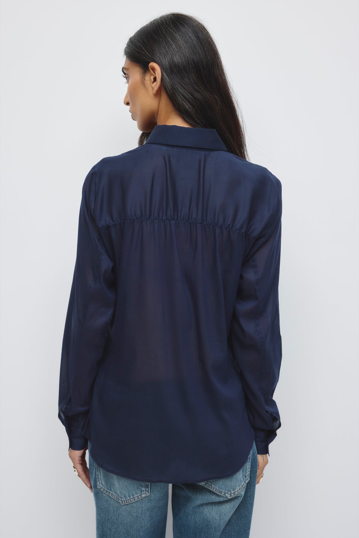 Women's Zaina Ruched Shirt in Deep Ocean