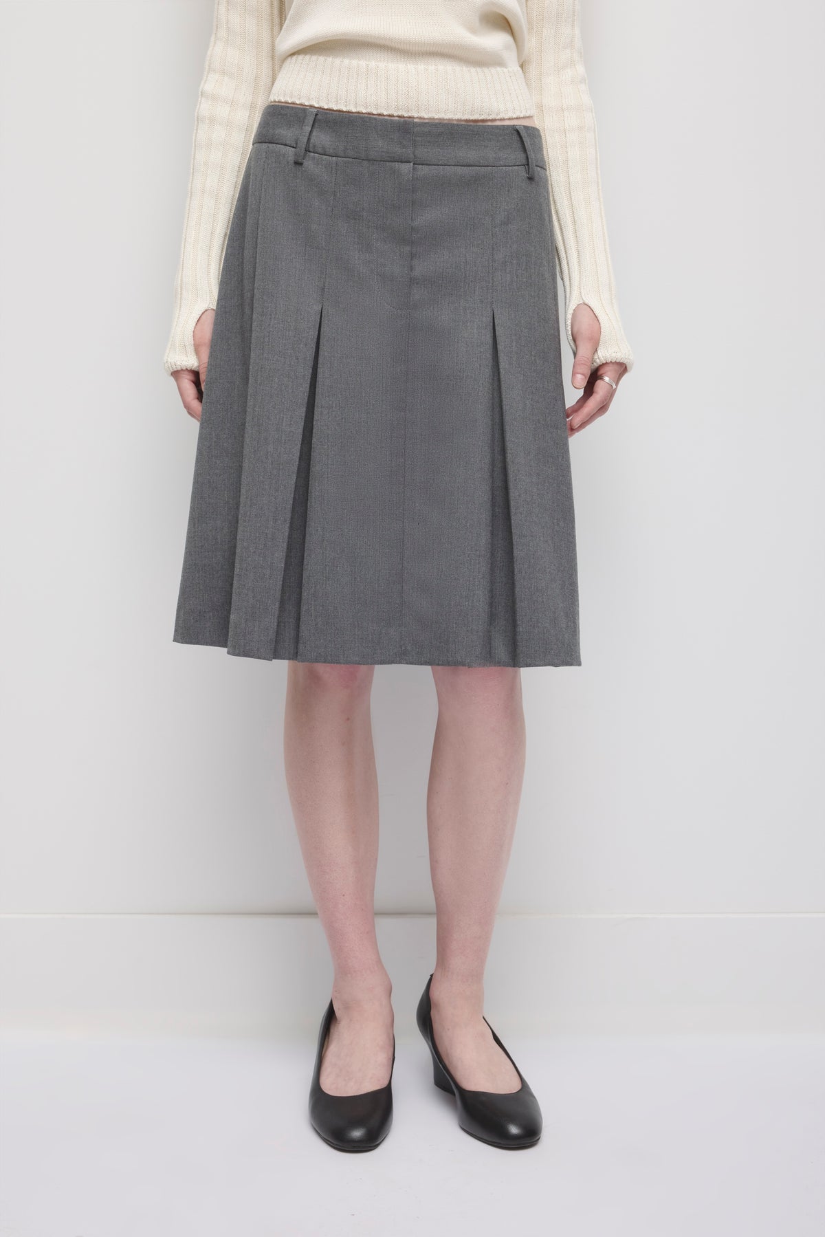 Women's Zaman Pleated Skirt in Charcoal Mix
