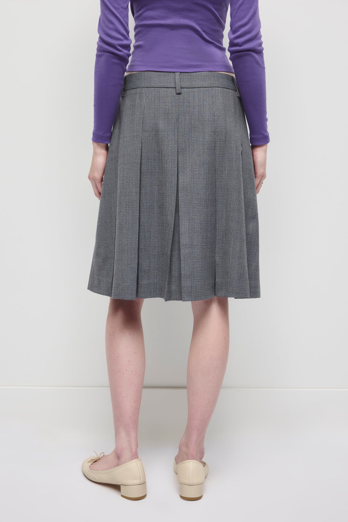 Women's Zaman Pleated Check Skirt in Thunderstorm Check