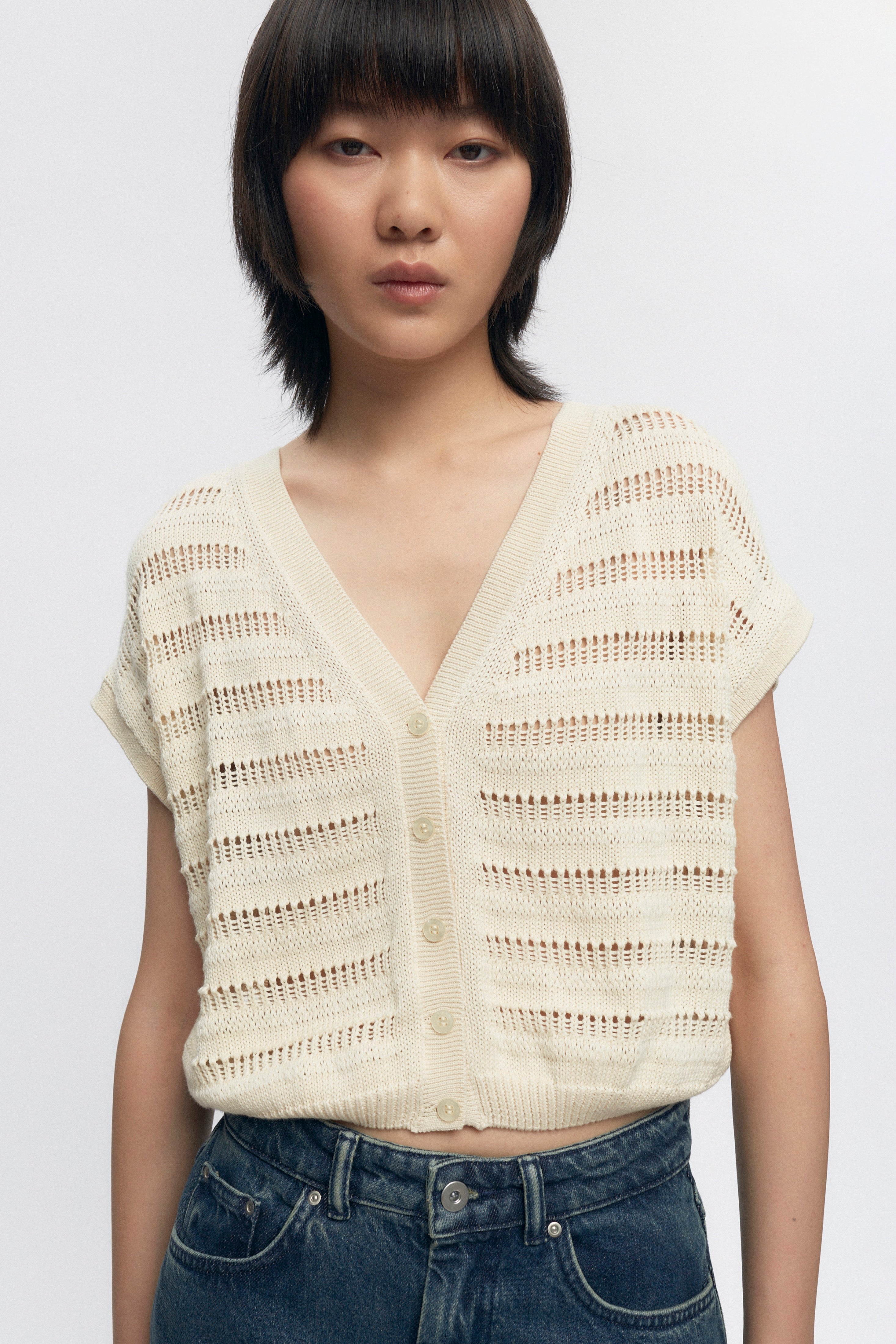 Gilet en tricot Acacia pour femme en naturel