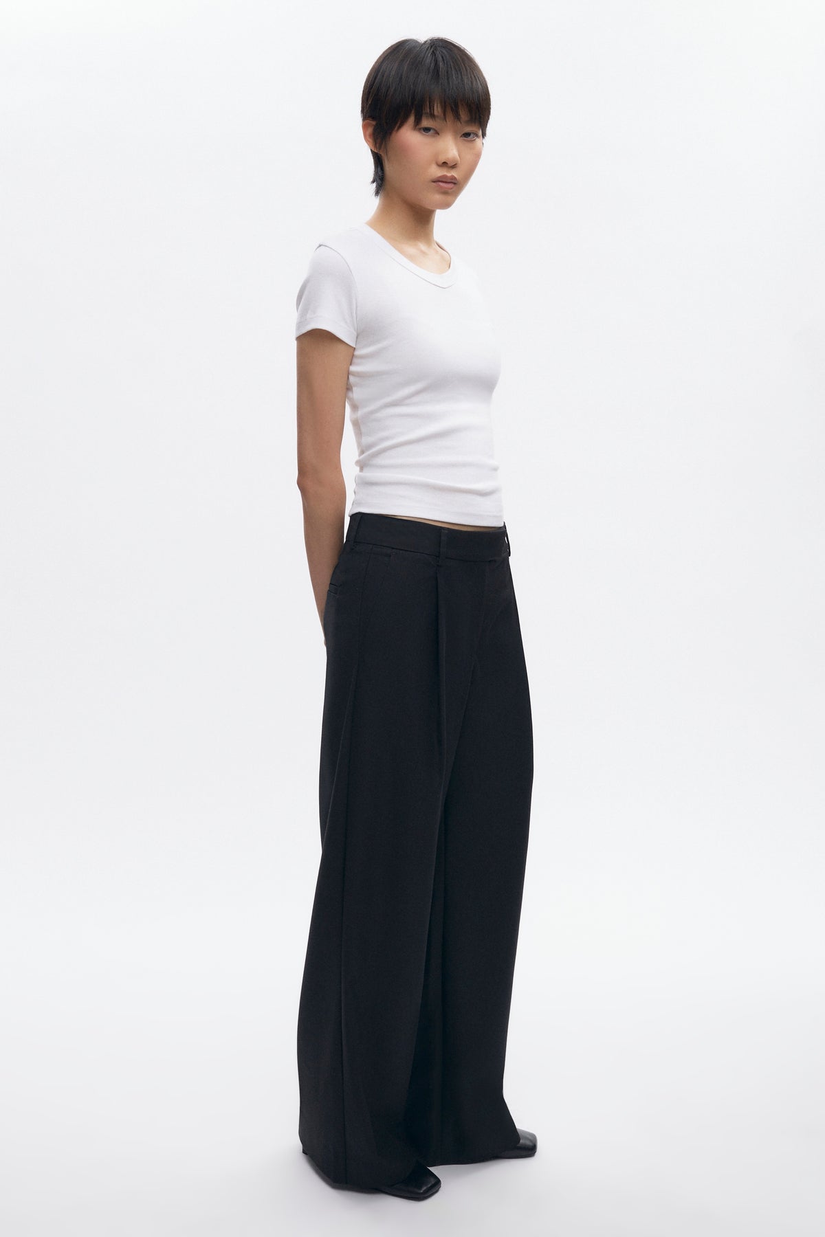 Pantalon en laine Amun pour femme en noir