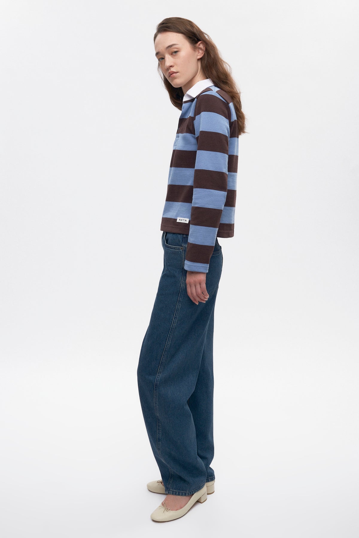 Shrunken Rugby Shirt in Columbia/Brown