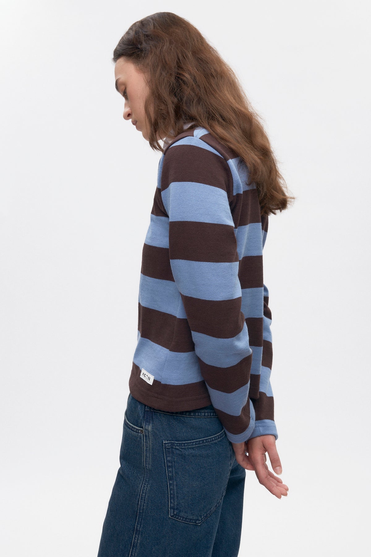 Shrunken Rugby Shirt in Columbia/Brown