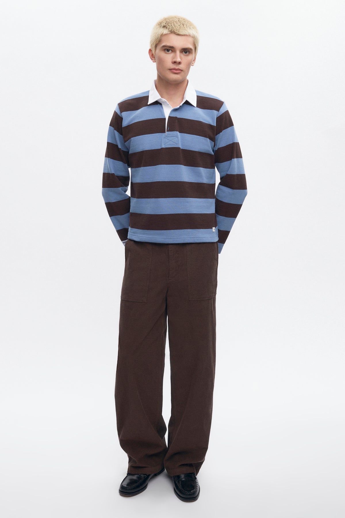 Shrunken Rugby Shirt in Columbia/Brown