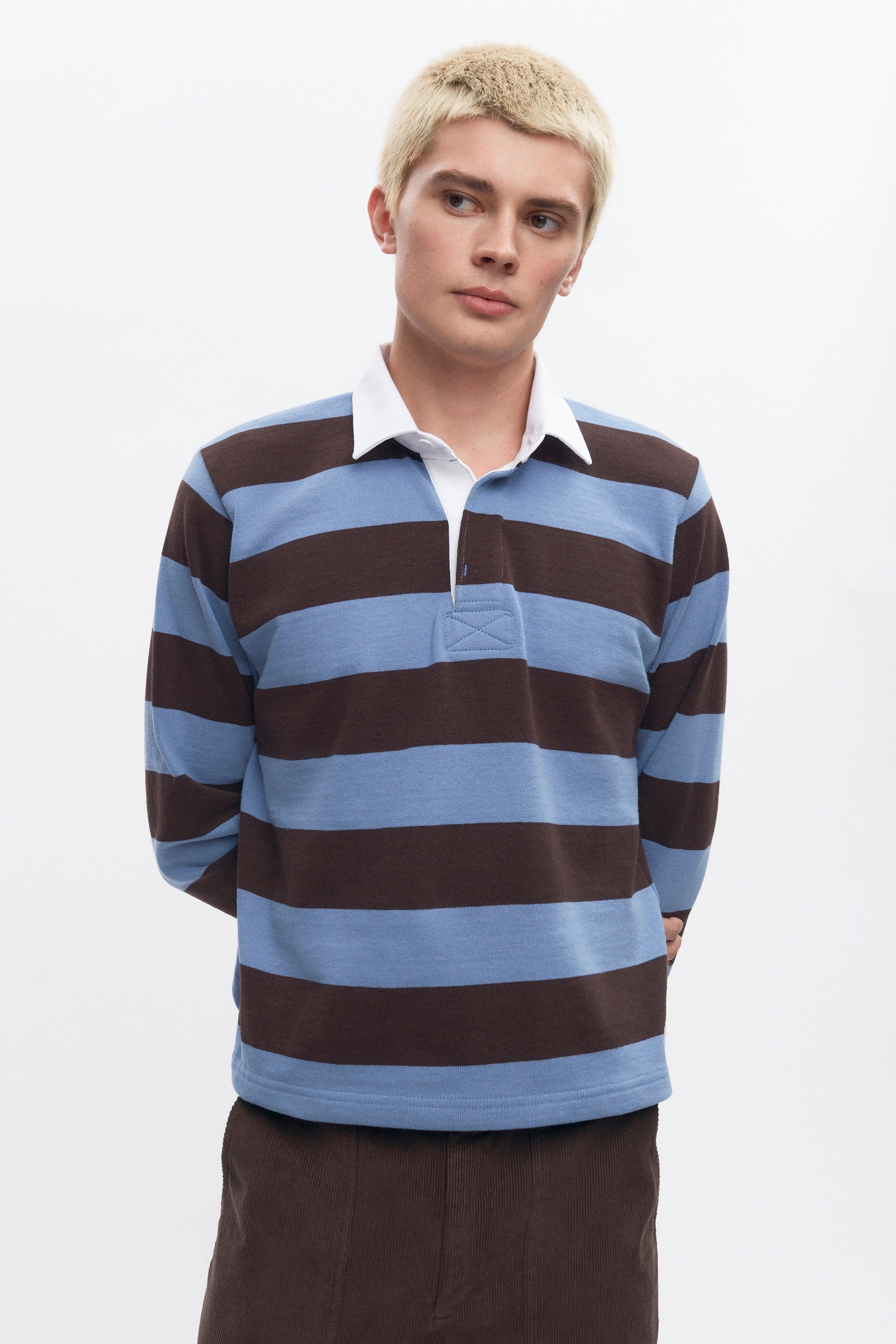 Shrunken Rugby Shirt in Columbia/Brown