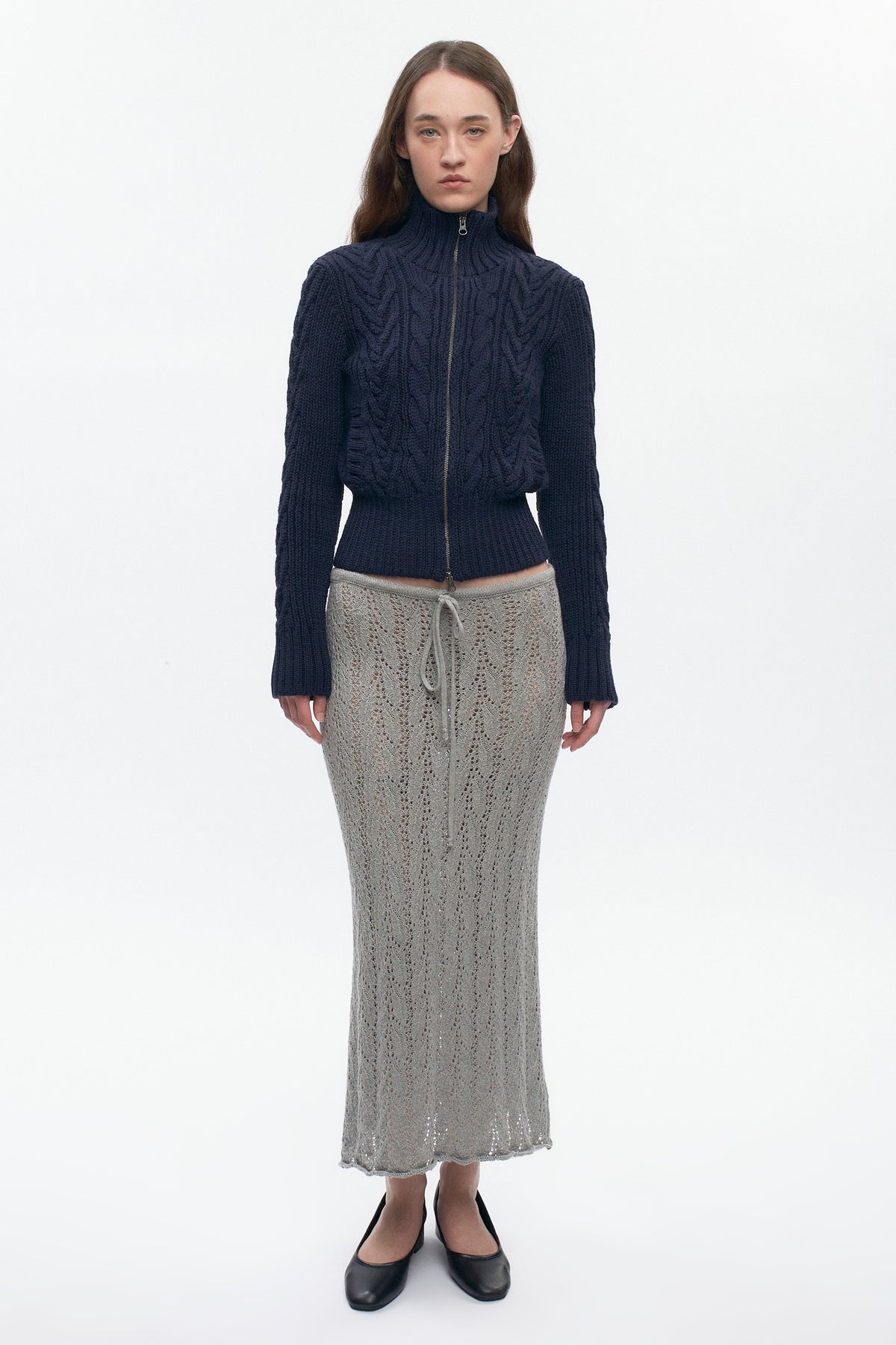 Pull à fermeture éclair et torsades pour femme en midnight
