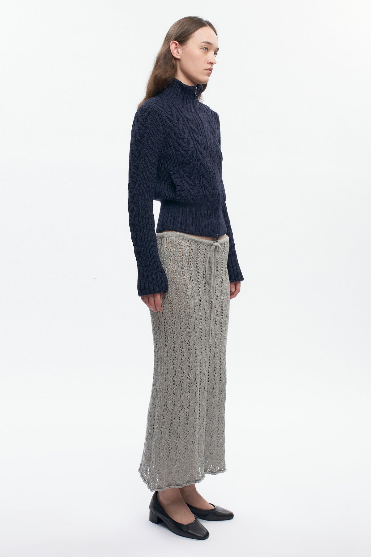Pull à fermeture éclair et torsades pour femme en midnight