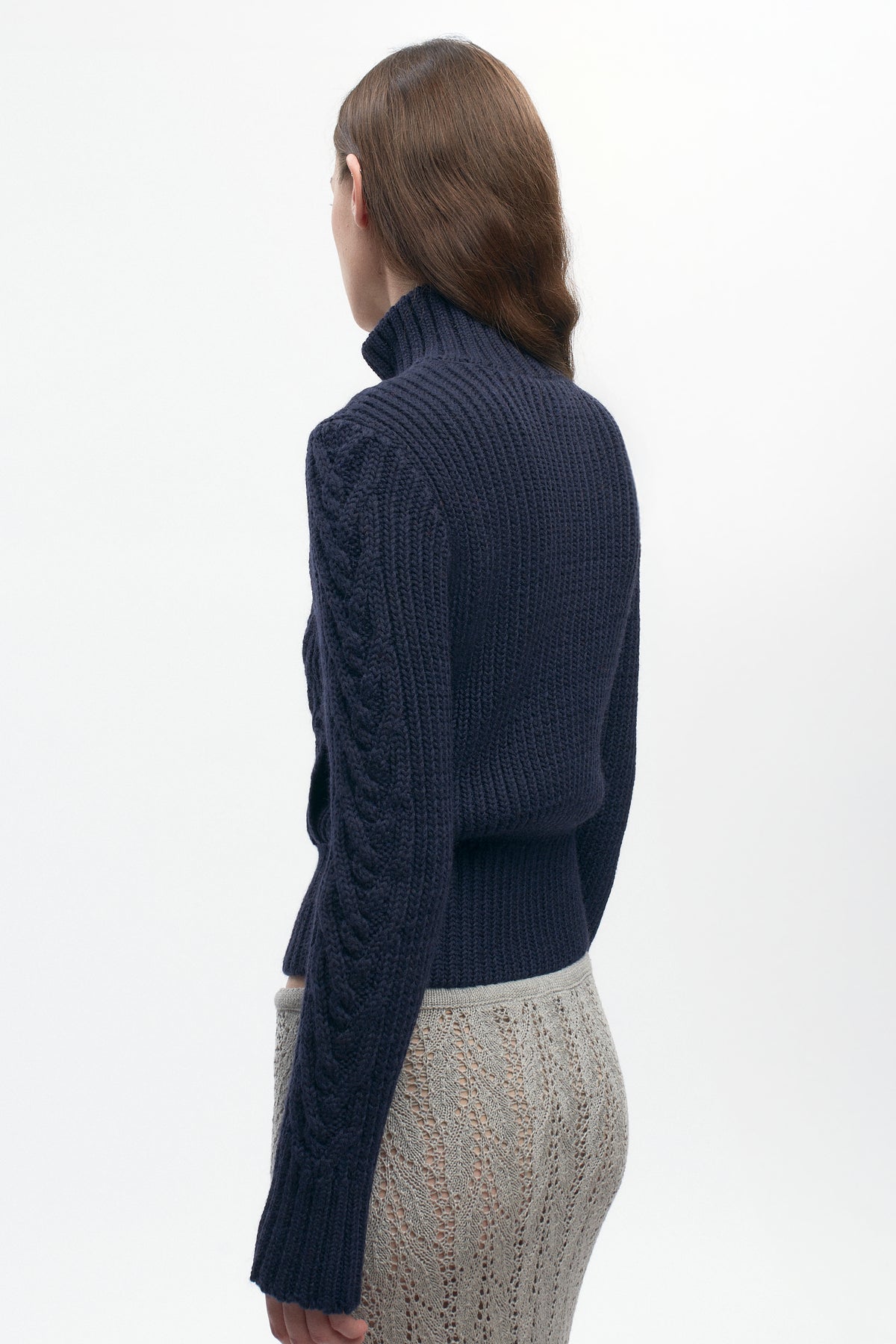 Pull à fermeture éclair et torsades pour femme en midnight