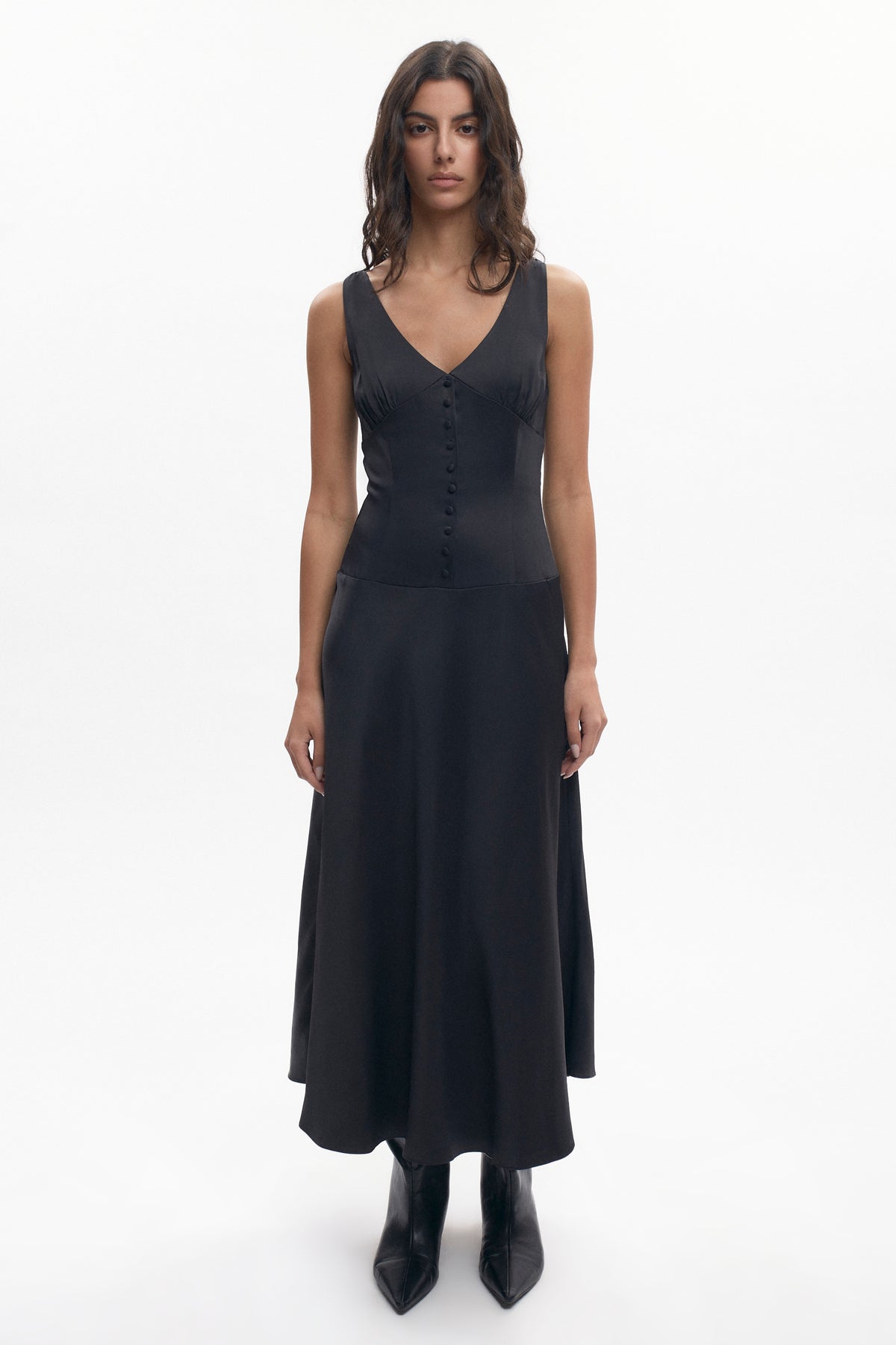 Robe plongeante Cleo pour femme en noir