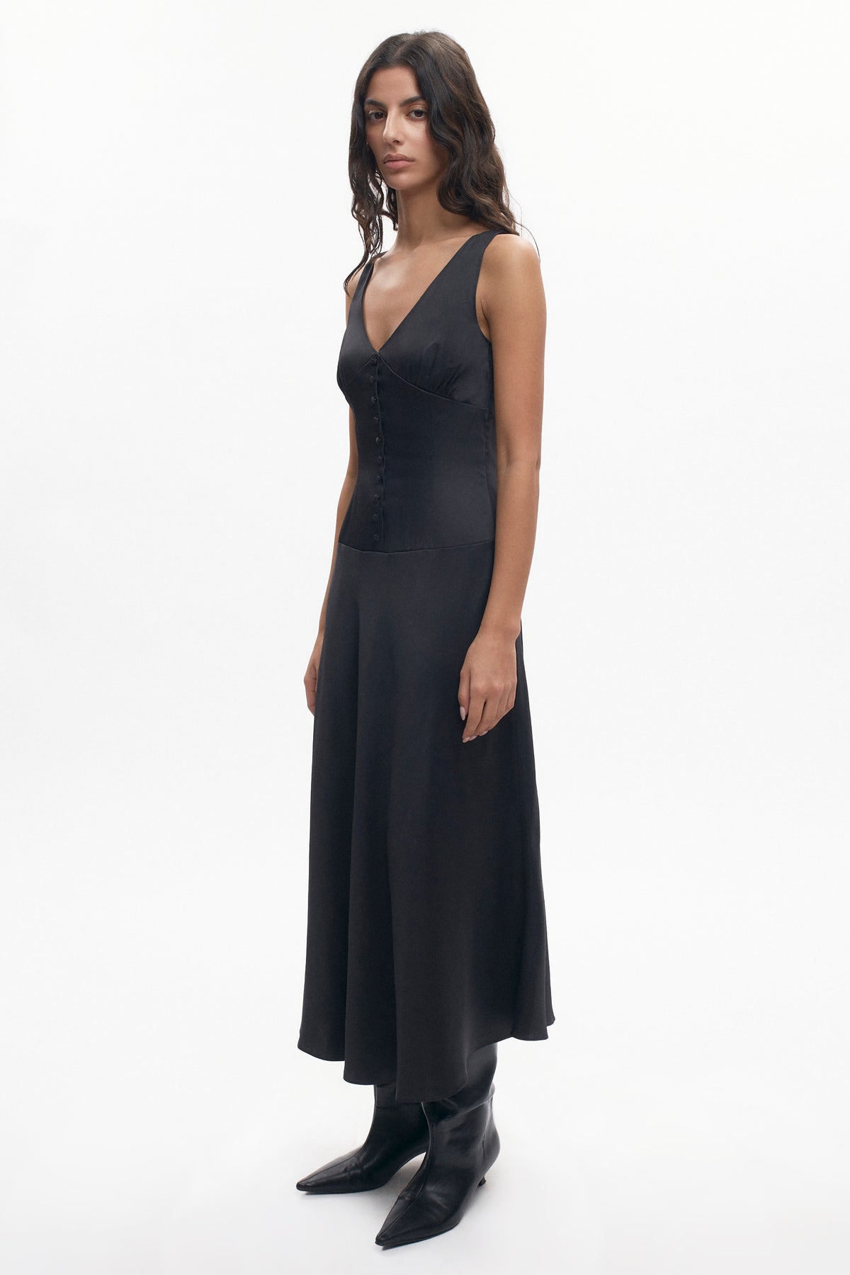 Robe plongeante Cleo pour femme en noir