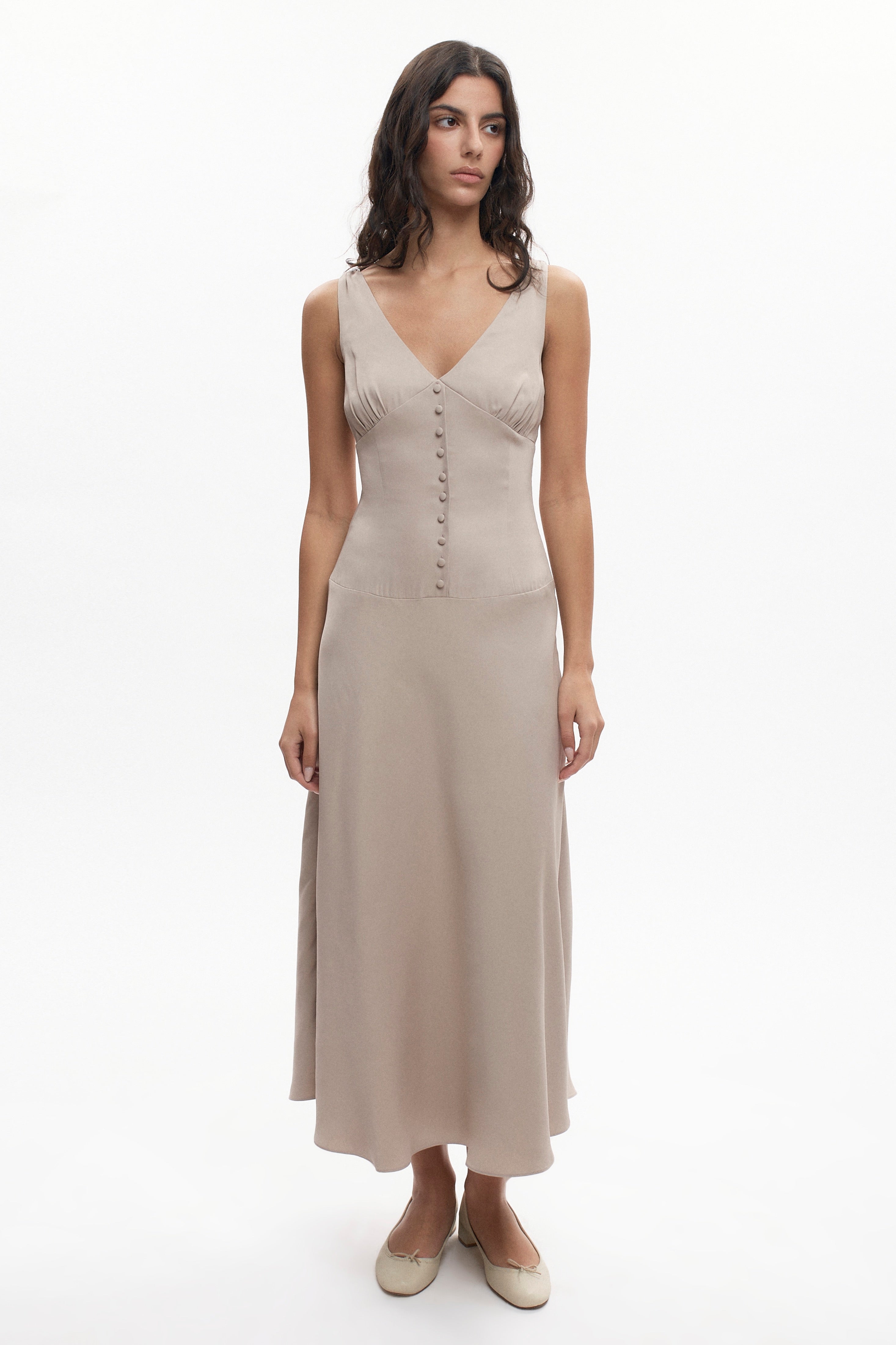 Robe plongeante Cleo pour femme en dove
