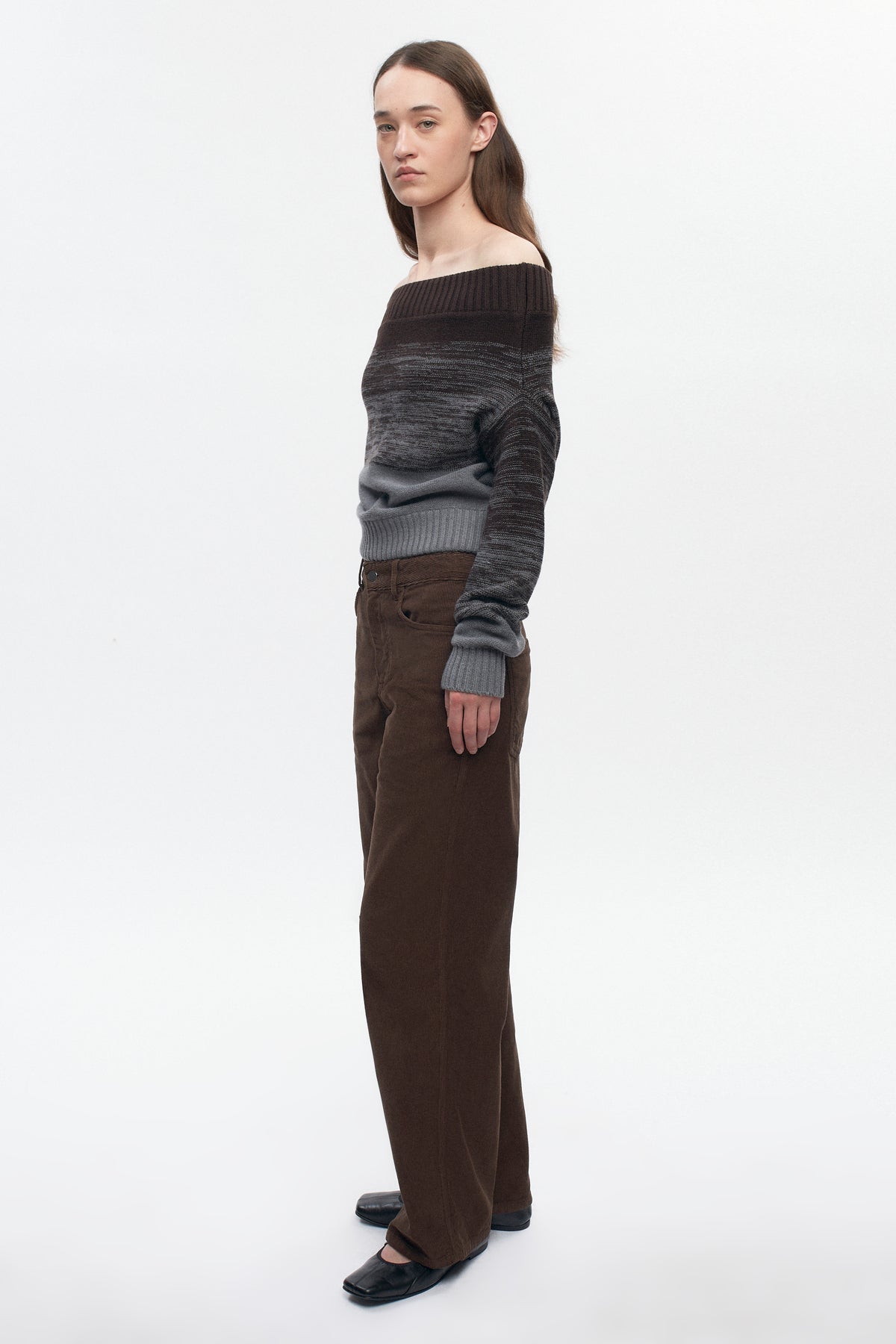 Women's Convertible Sweater in Coffee Bean/Grey Melange