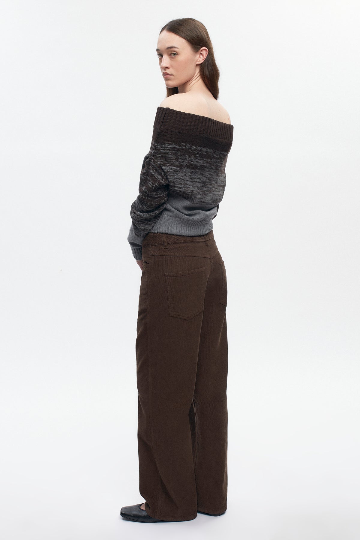 Women's Convertible Sweater in Coffee Bean/Grey Melange