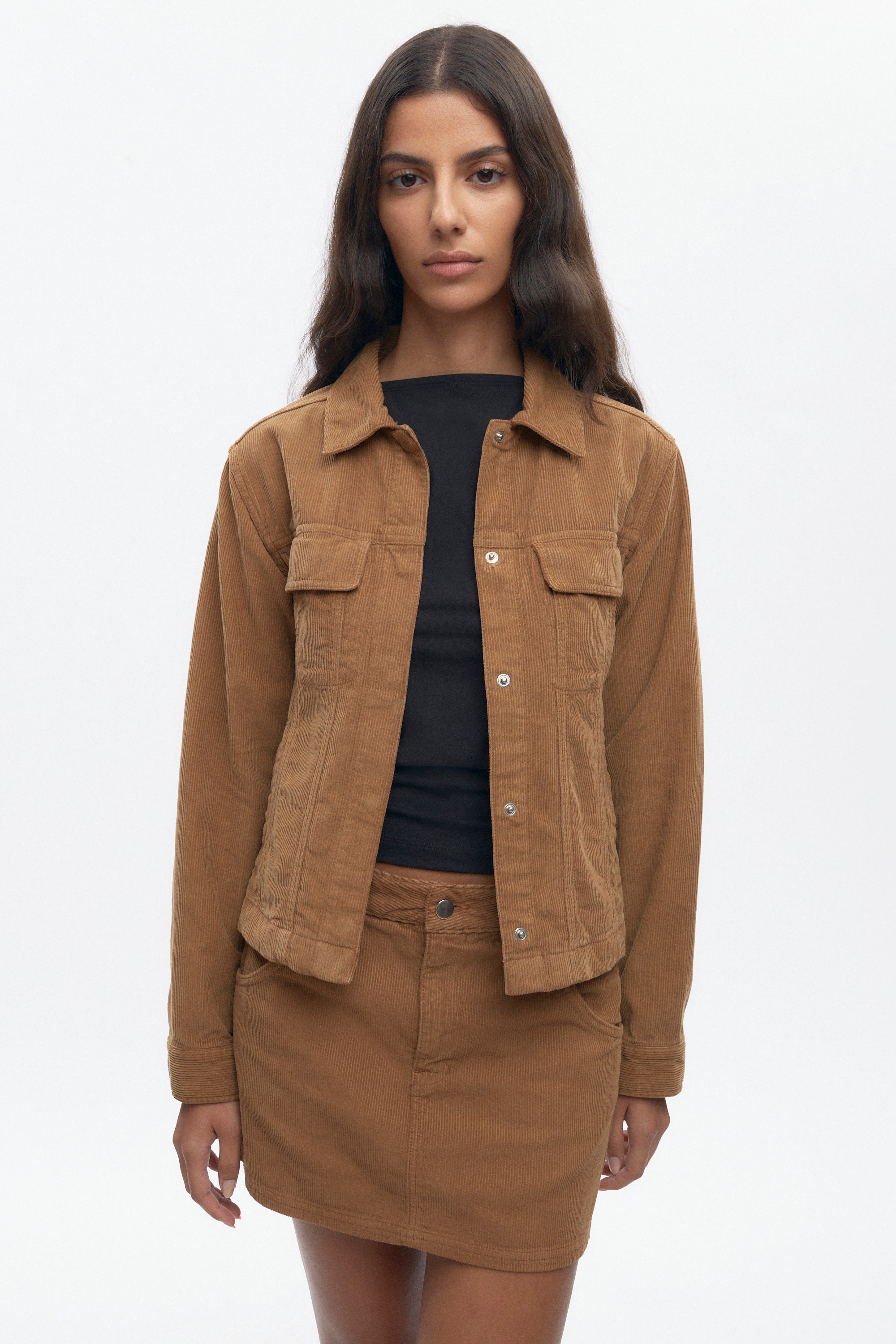 Veste en velours côtelé pour femme en loutre