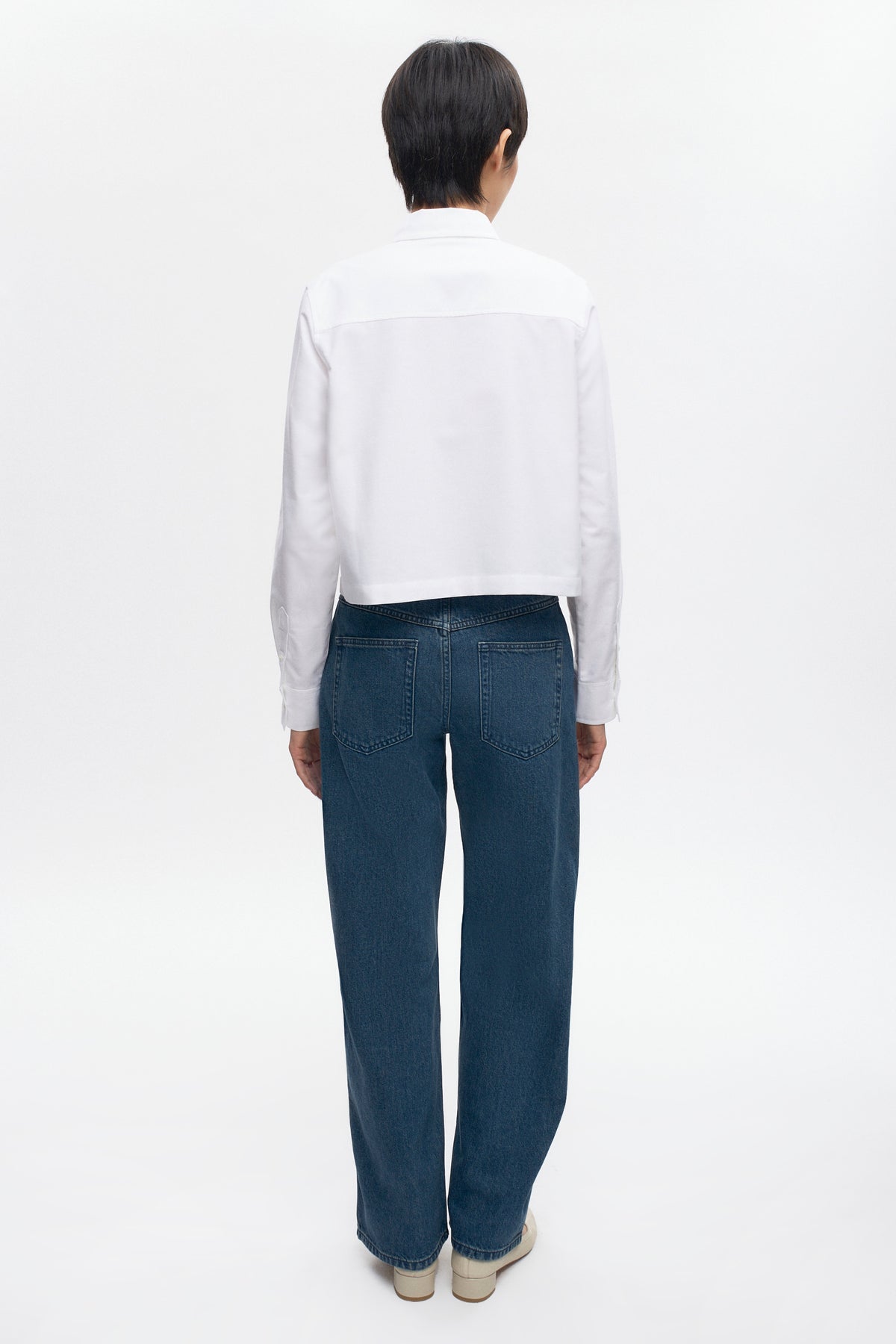 Women's Crop Oxford Shirt in White