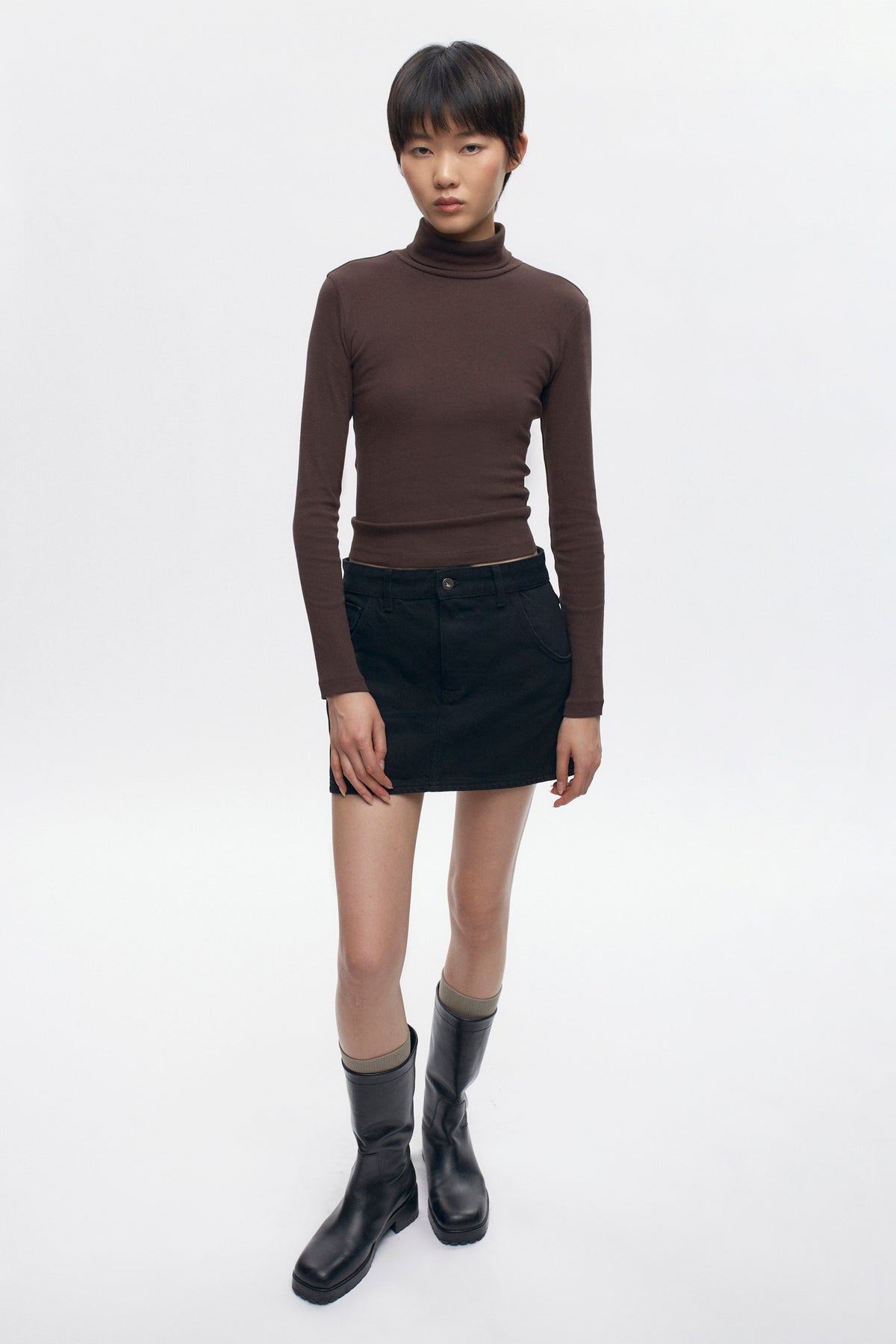 Women's Denim Mini Skirt in Black