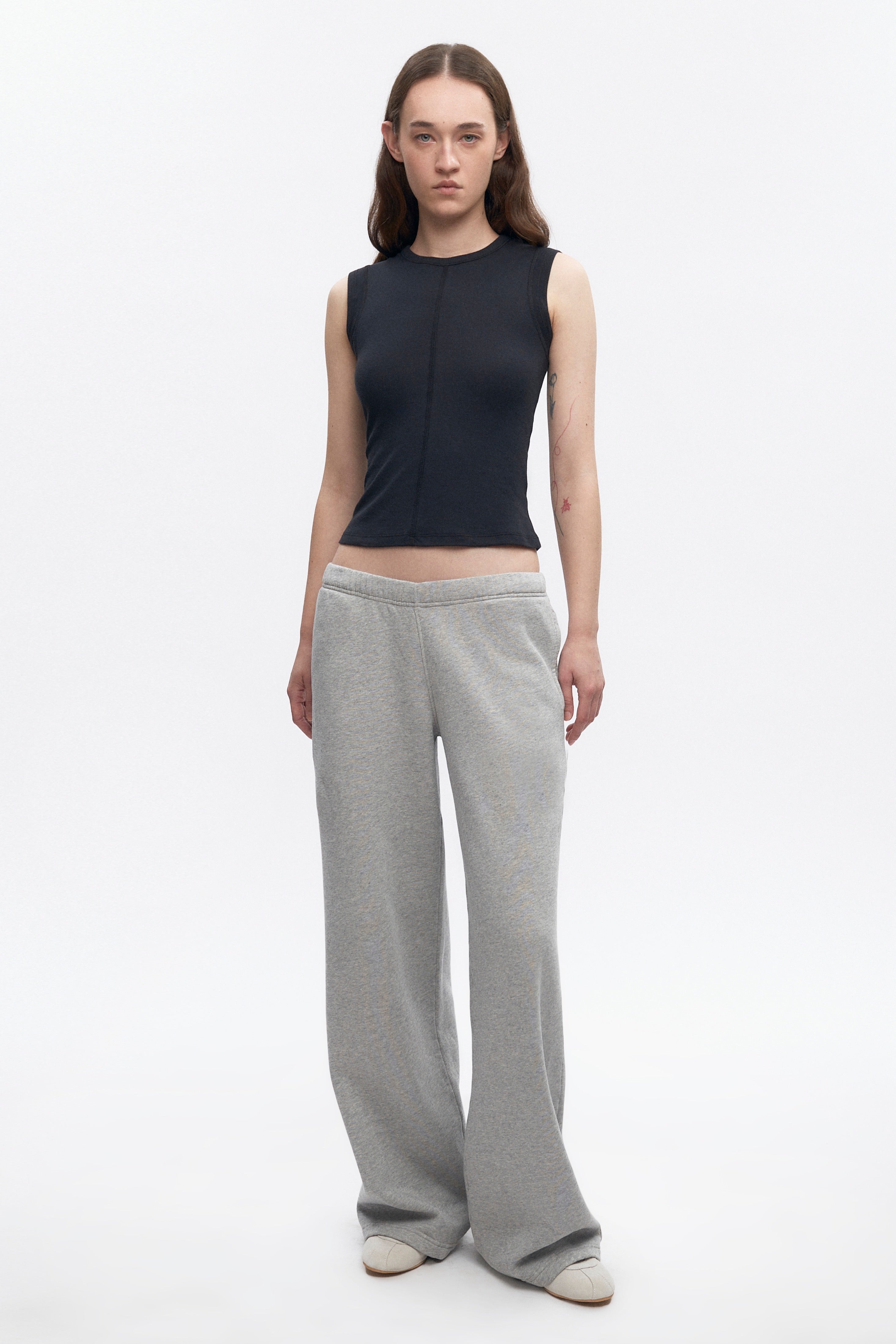 Pantalon de survêtement droit Essential pour femme en gris chiné