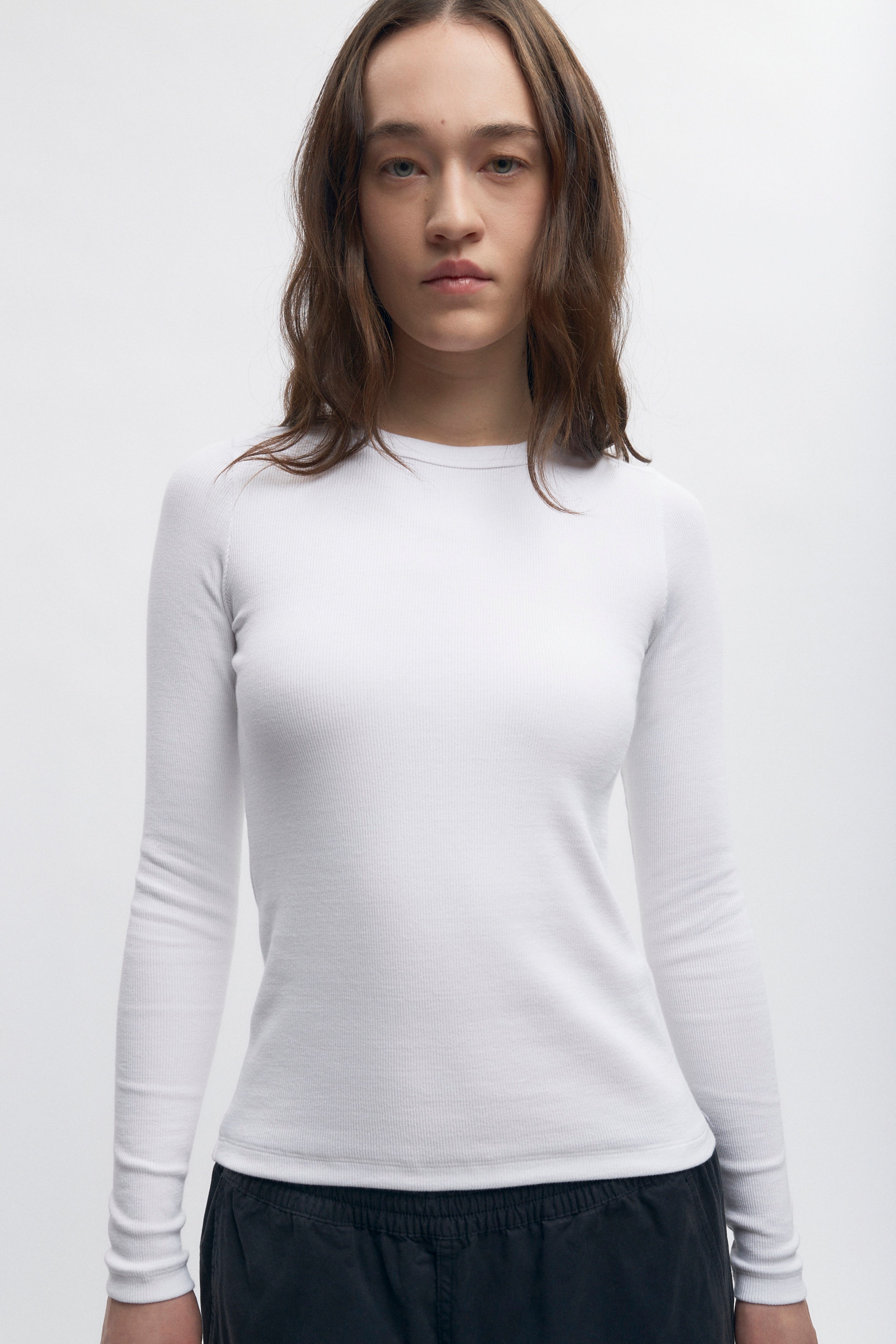 Women's Fitted Rib Longsleeve in White