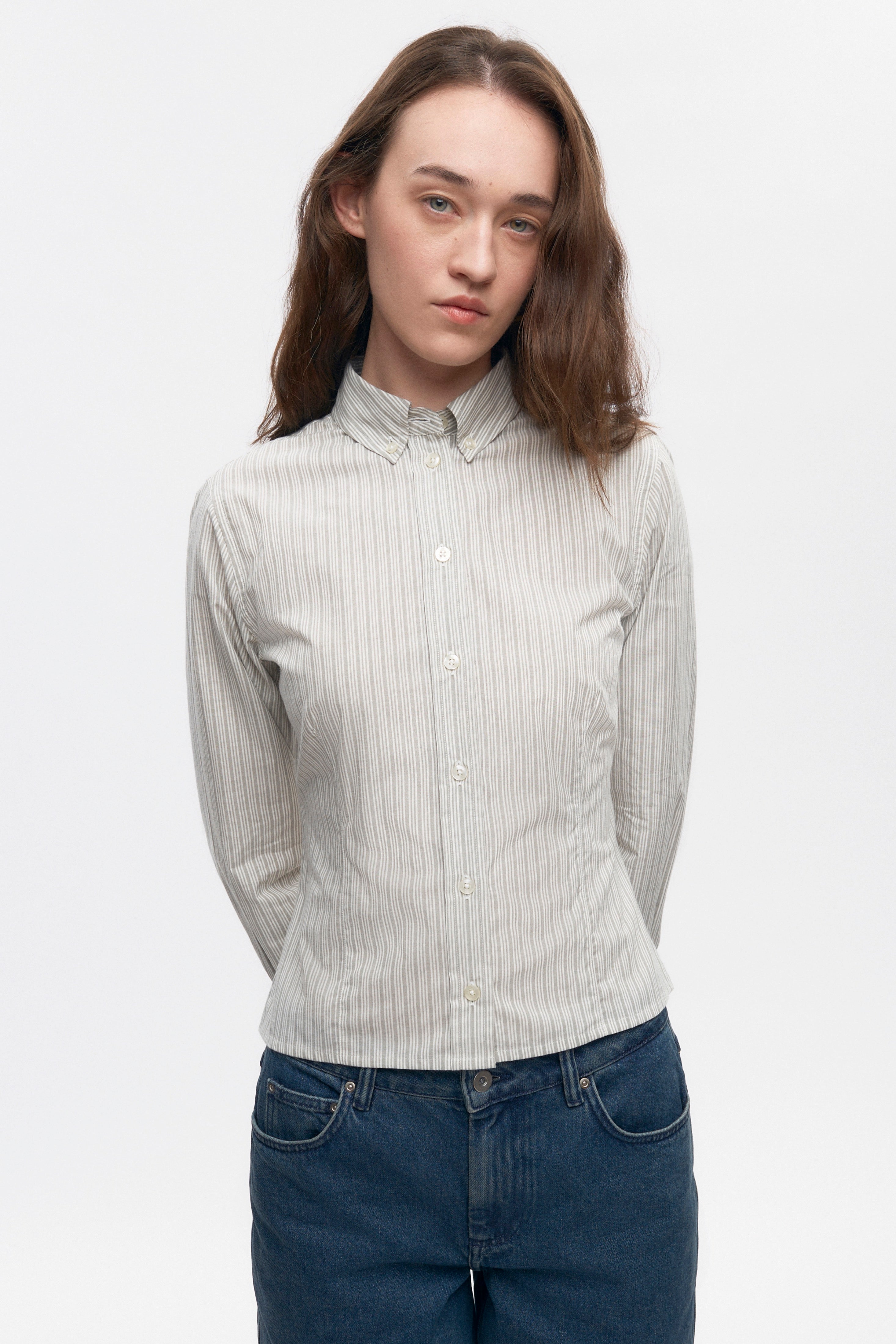 Chemise ajustée pour femme en rayure désert
