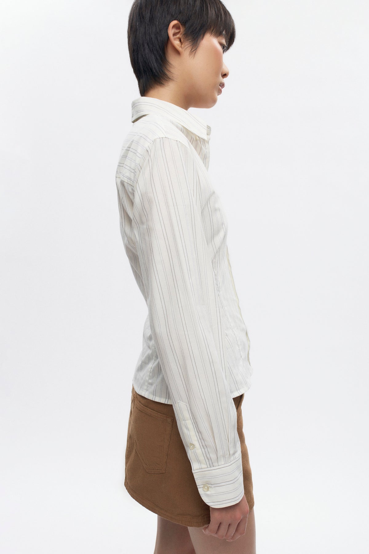 Chemise ajustée pour femme en rayures Marshmallow