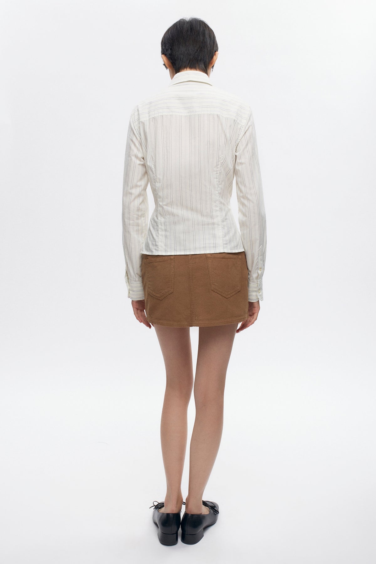Chemise ajustée pour femme en rayures Marshmallow