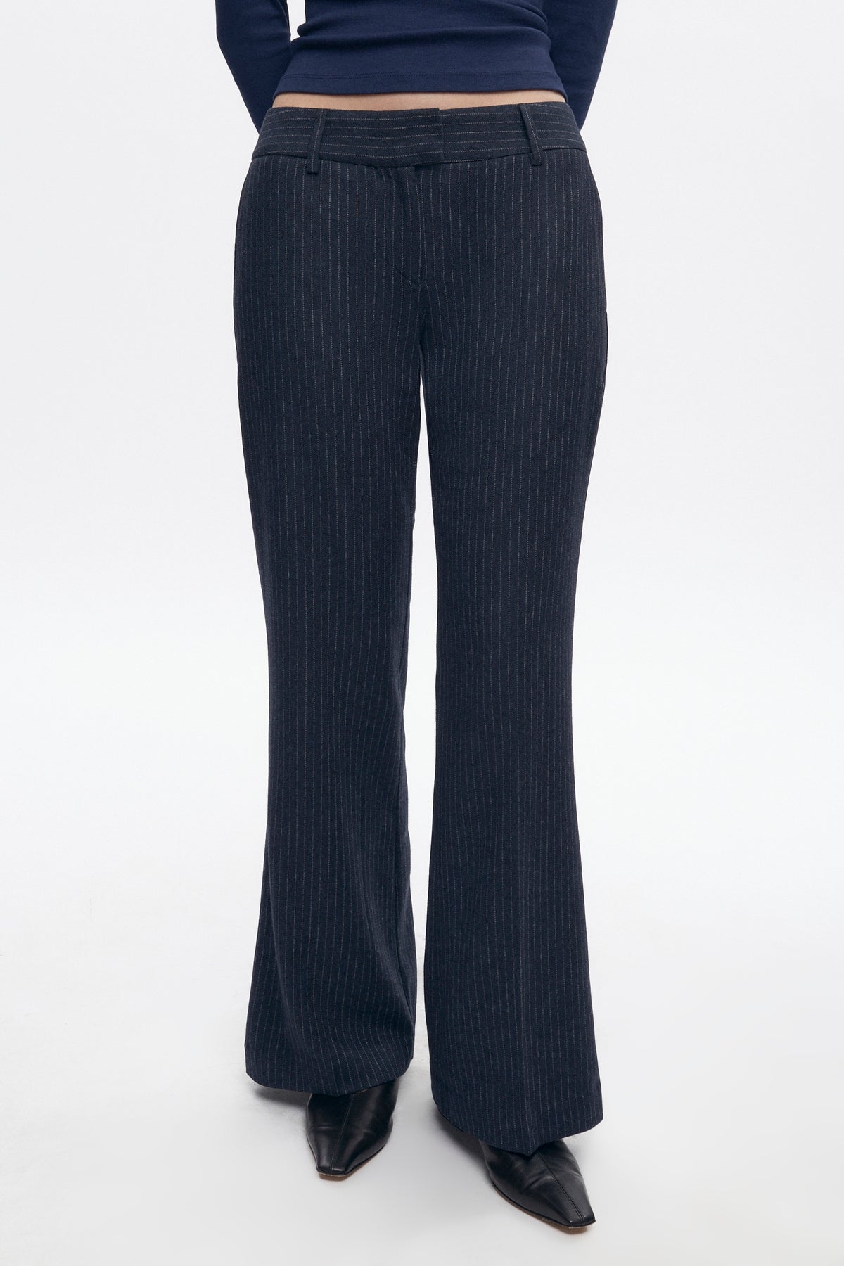 Women's Iman Wool Trouser in Midnight Pinstripe
