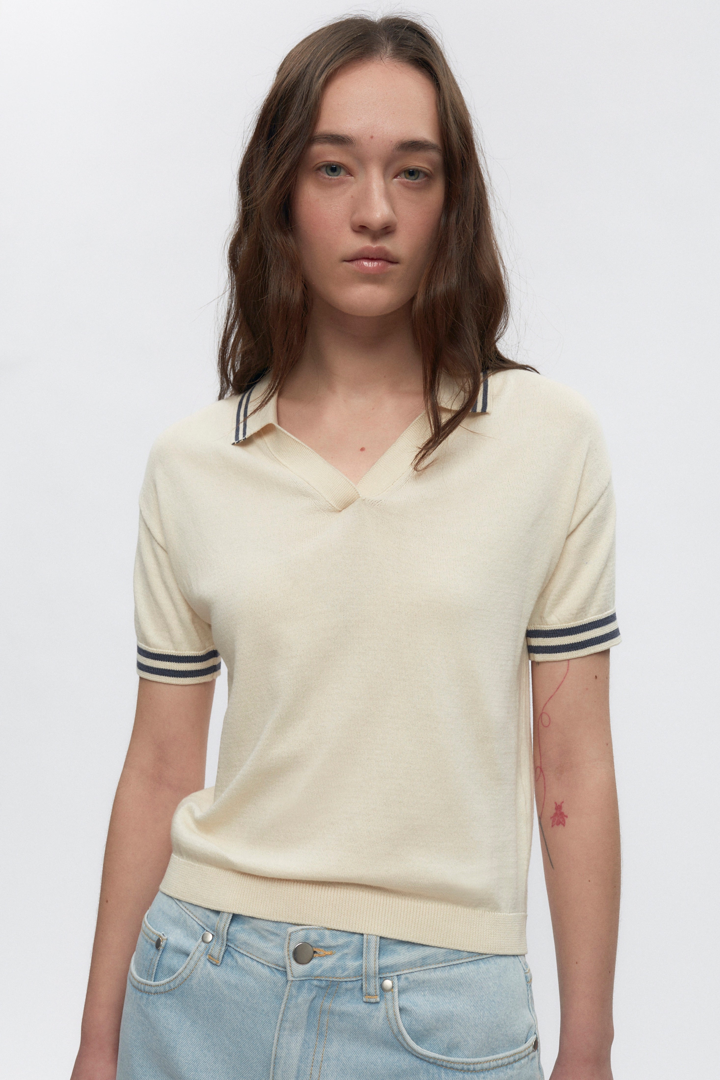 Women's Juniper Polo in Natural/Dark Dusk