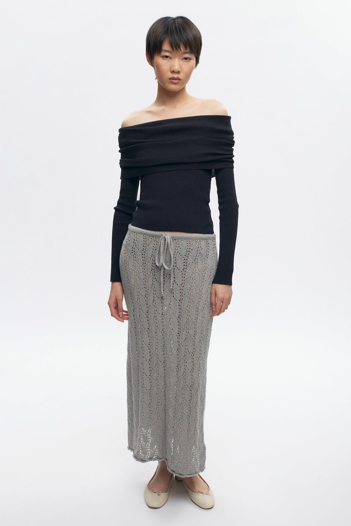 Women's Kamilah Cable Skirt in Heather Grey