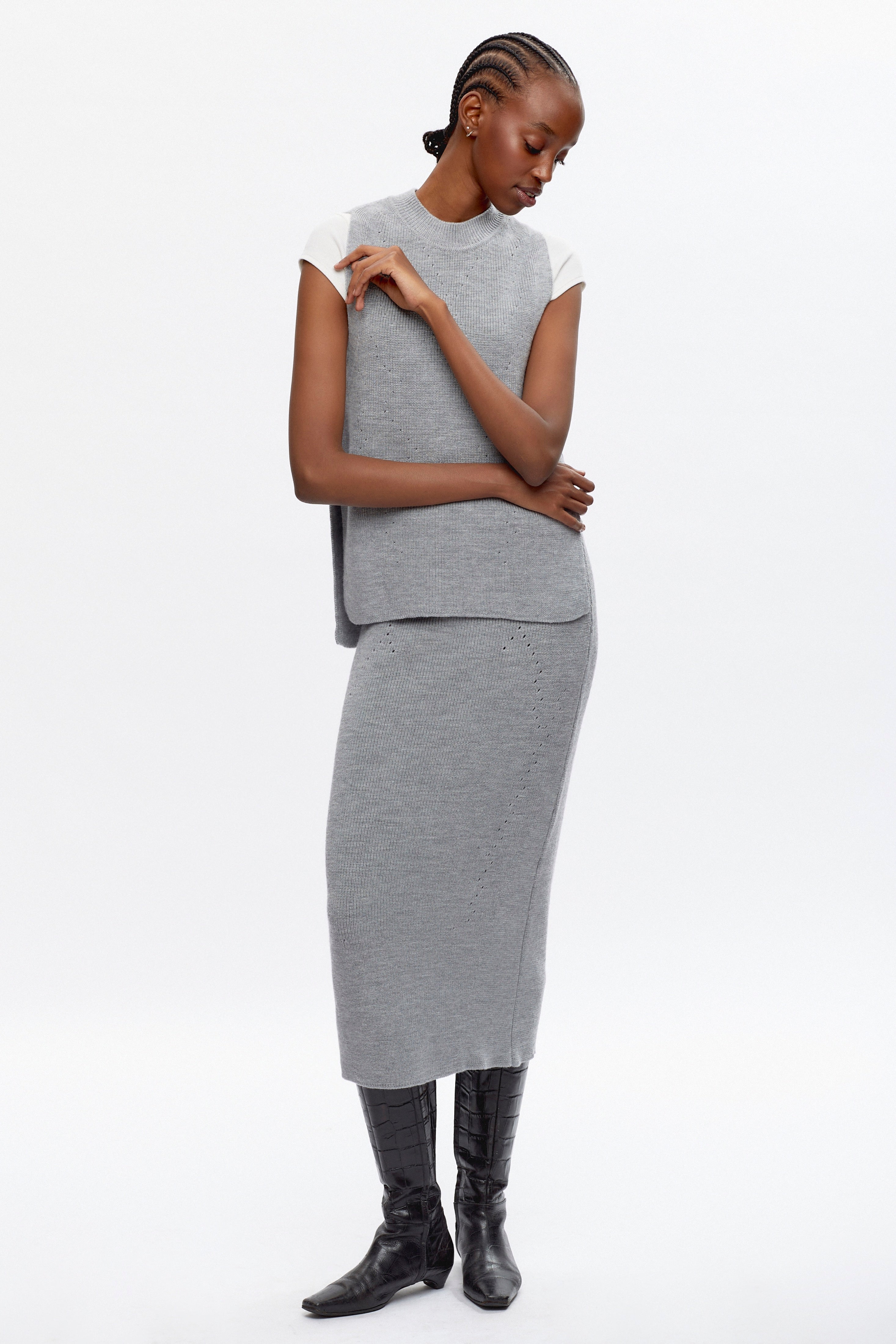Gilet Maadi pour femme en gris chiné