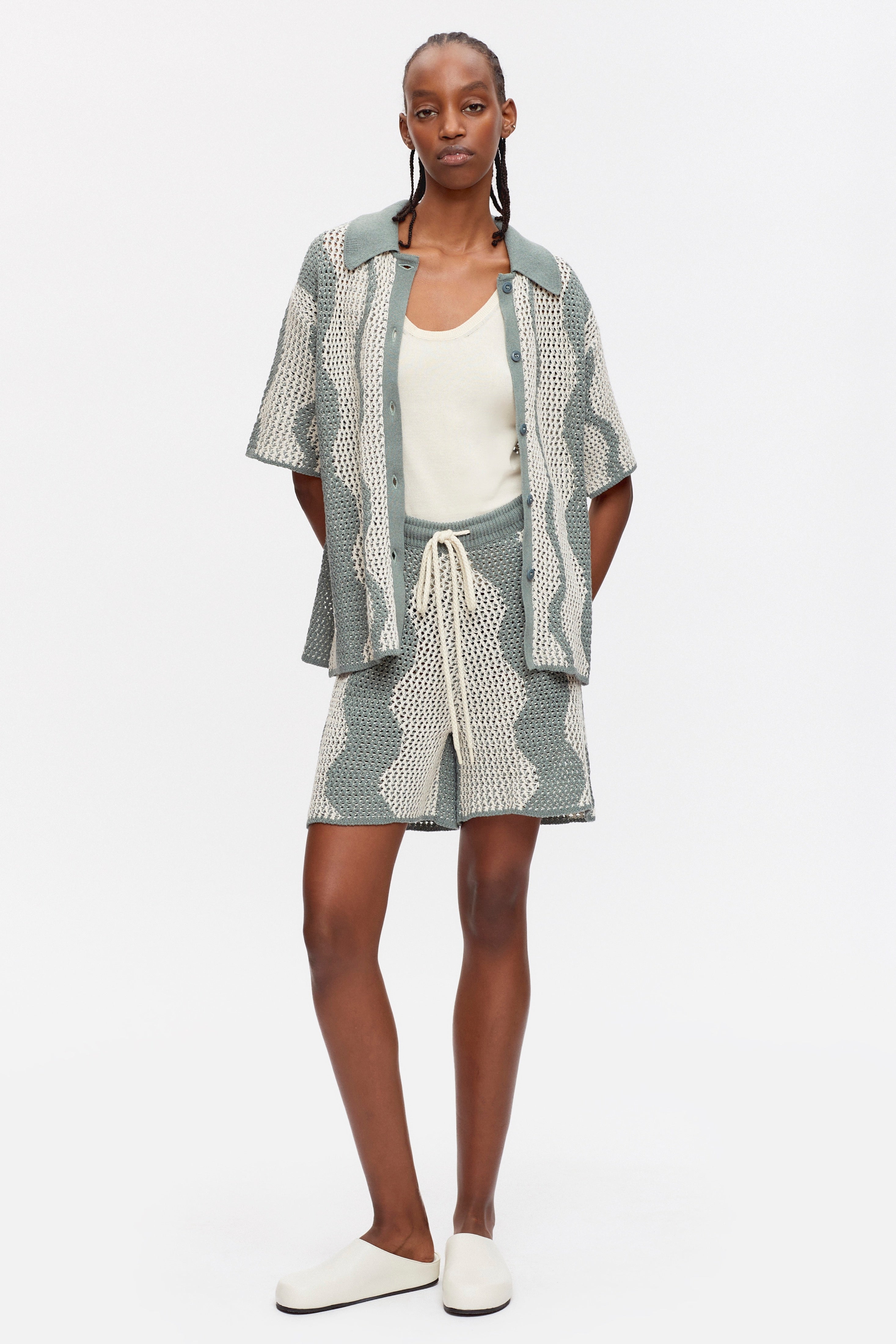 Short en tricot Masrah pour femmes en Farrow/Marshmallow
