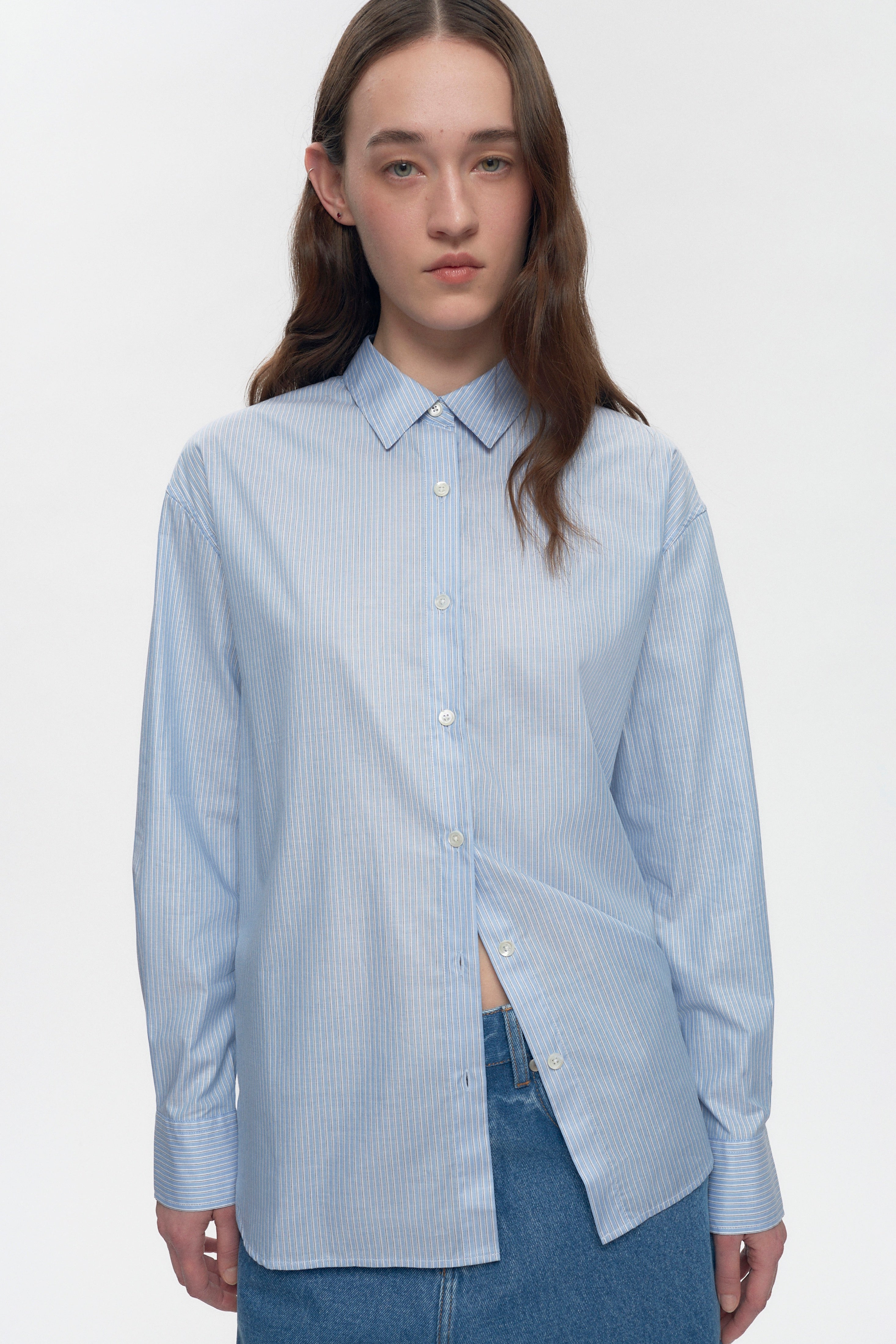 Women's Merire Striped Shirt in Blue Stripe