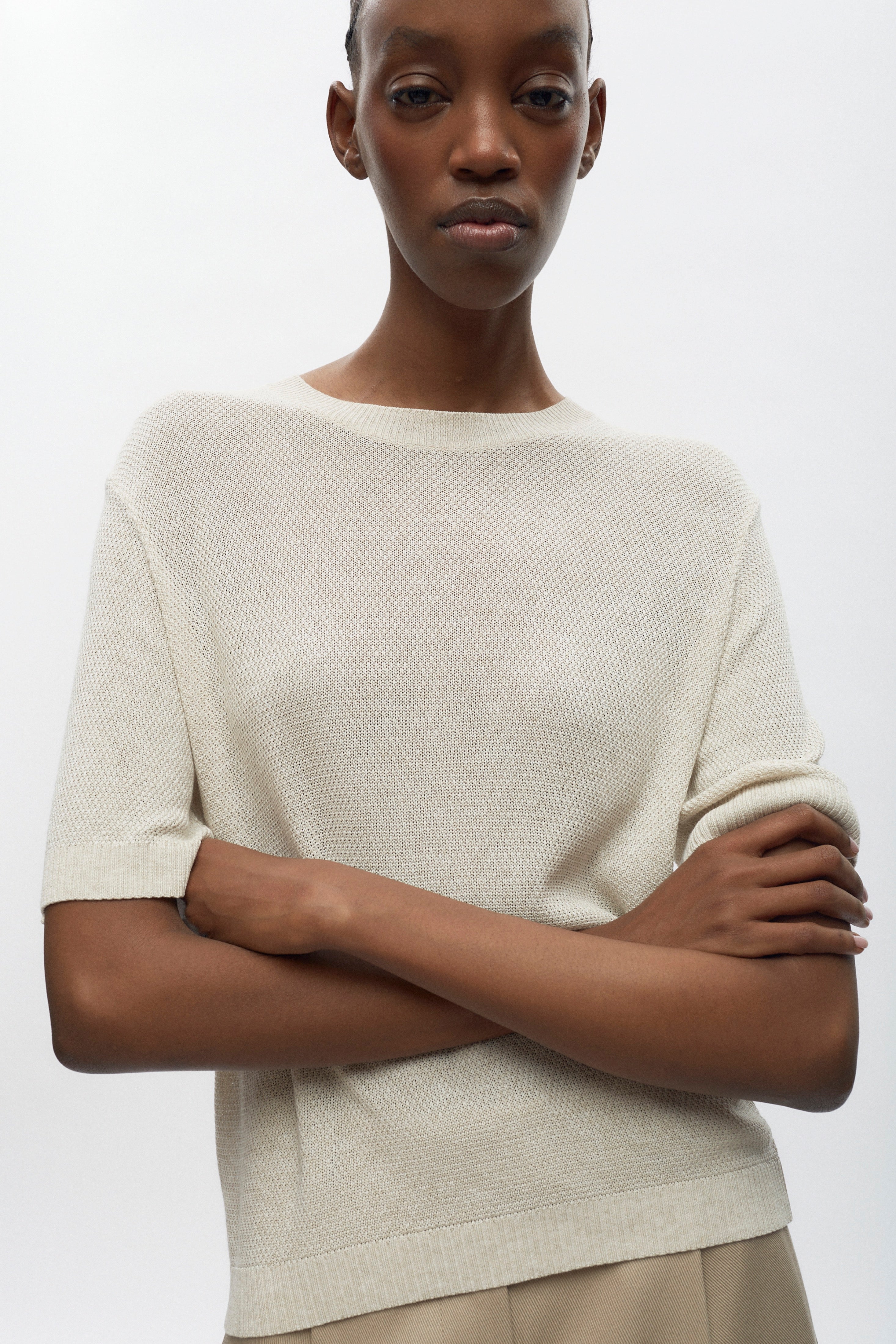 T-shirt en maille pour femmes en naturel