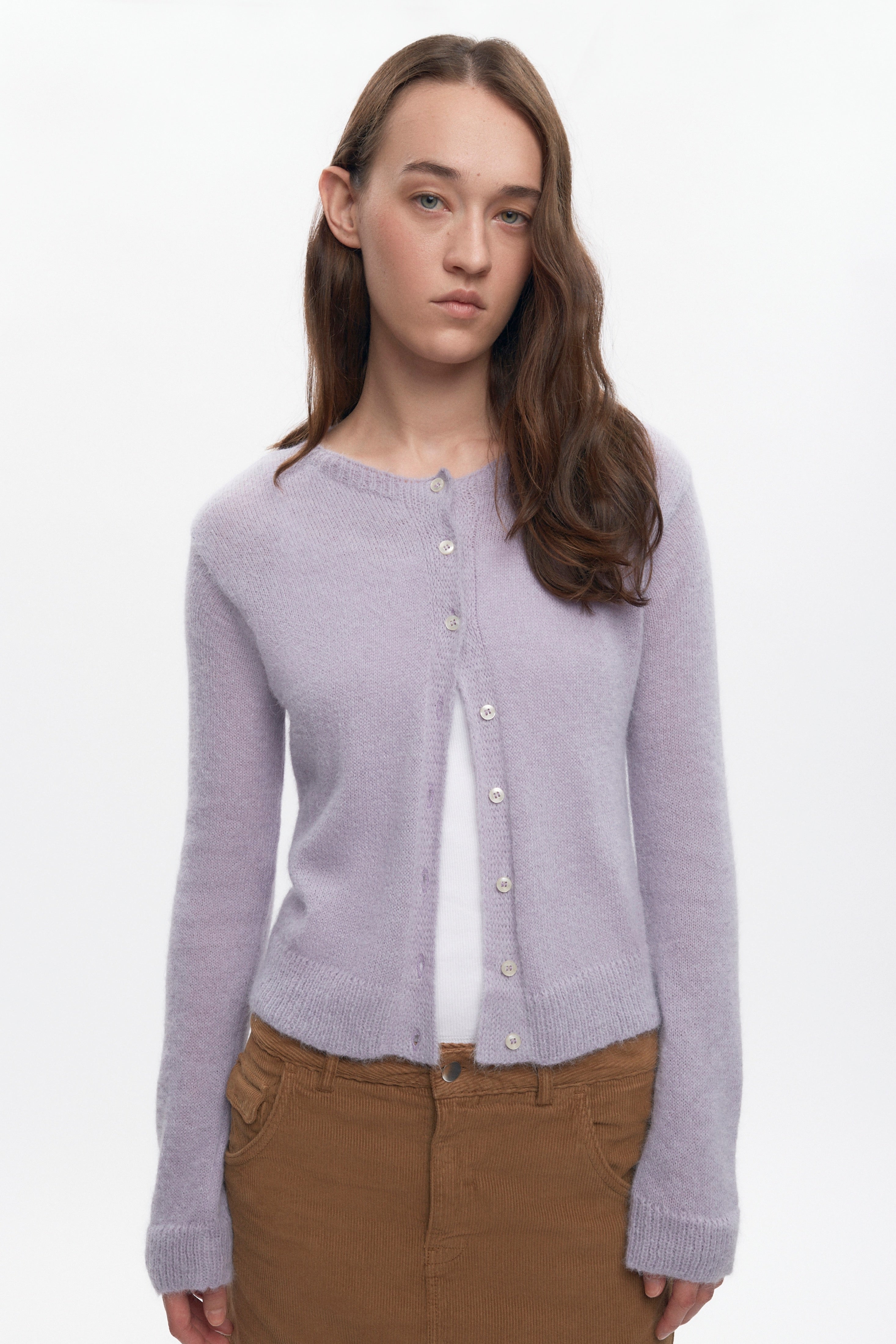 Cardigan duveteux Noor pour femme en mauve