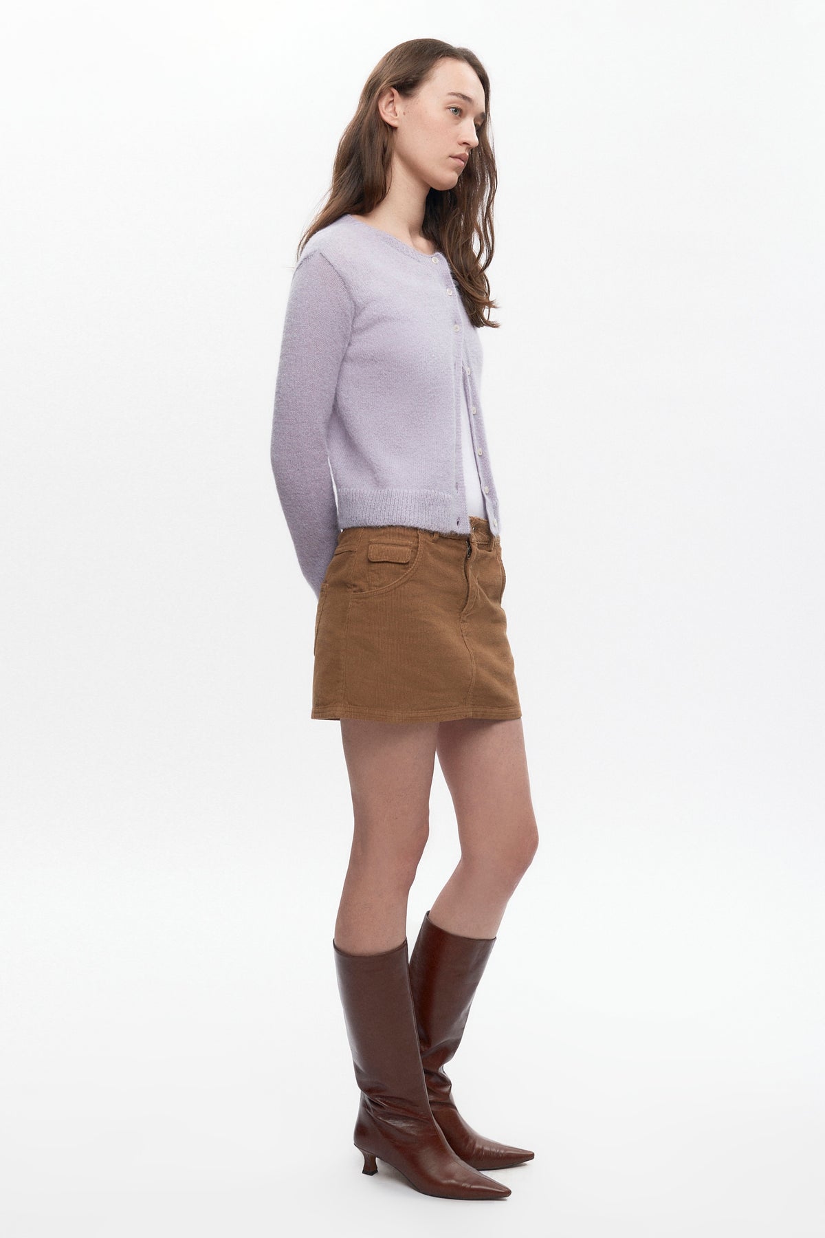 Cardigan duveteux Noor pour femme en mauve