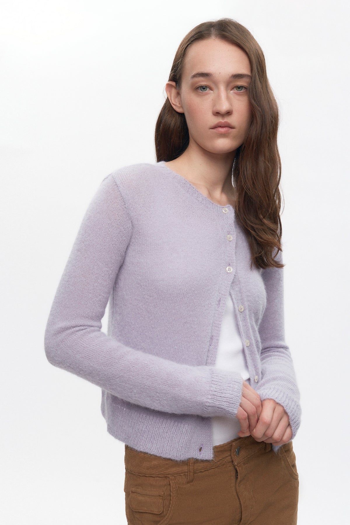 Cardigan duveteux Noor pour femme en mauve