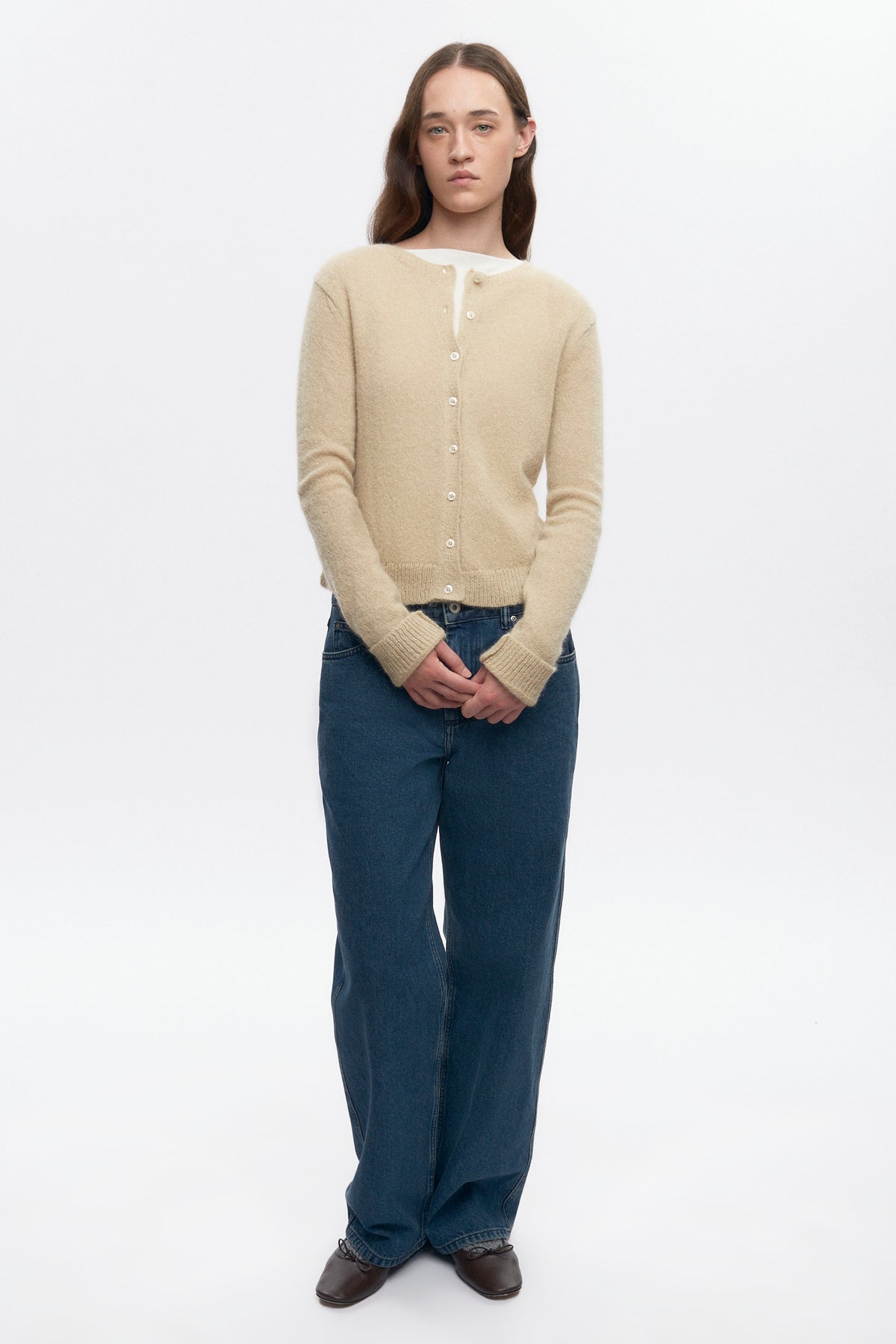 Cardigan Noor Fuzzy pour femme en sable