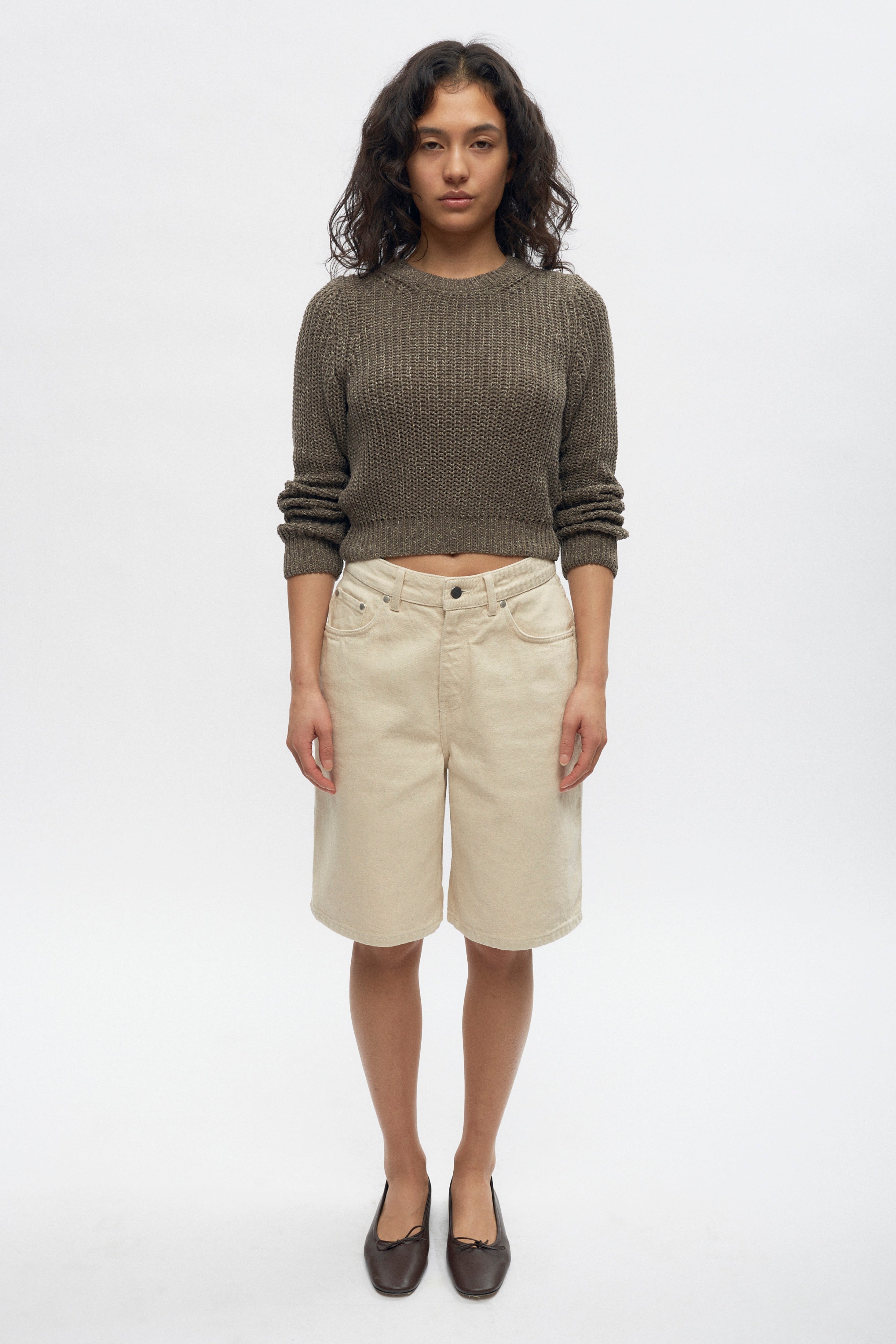Haut en tricot à manches longues Orman pour femme en taupe foncé mélangé