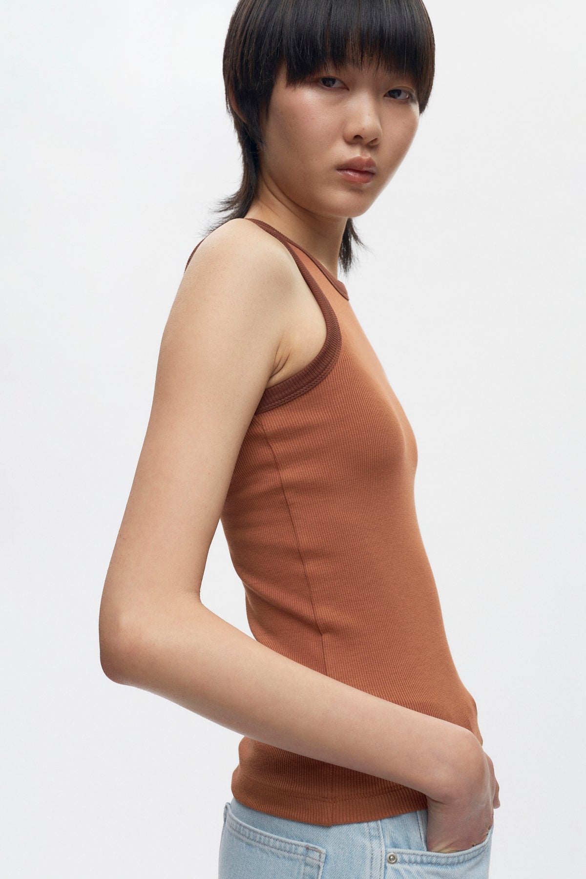 Women's Racer Tank in Sienna/Cappuccino