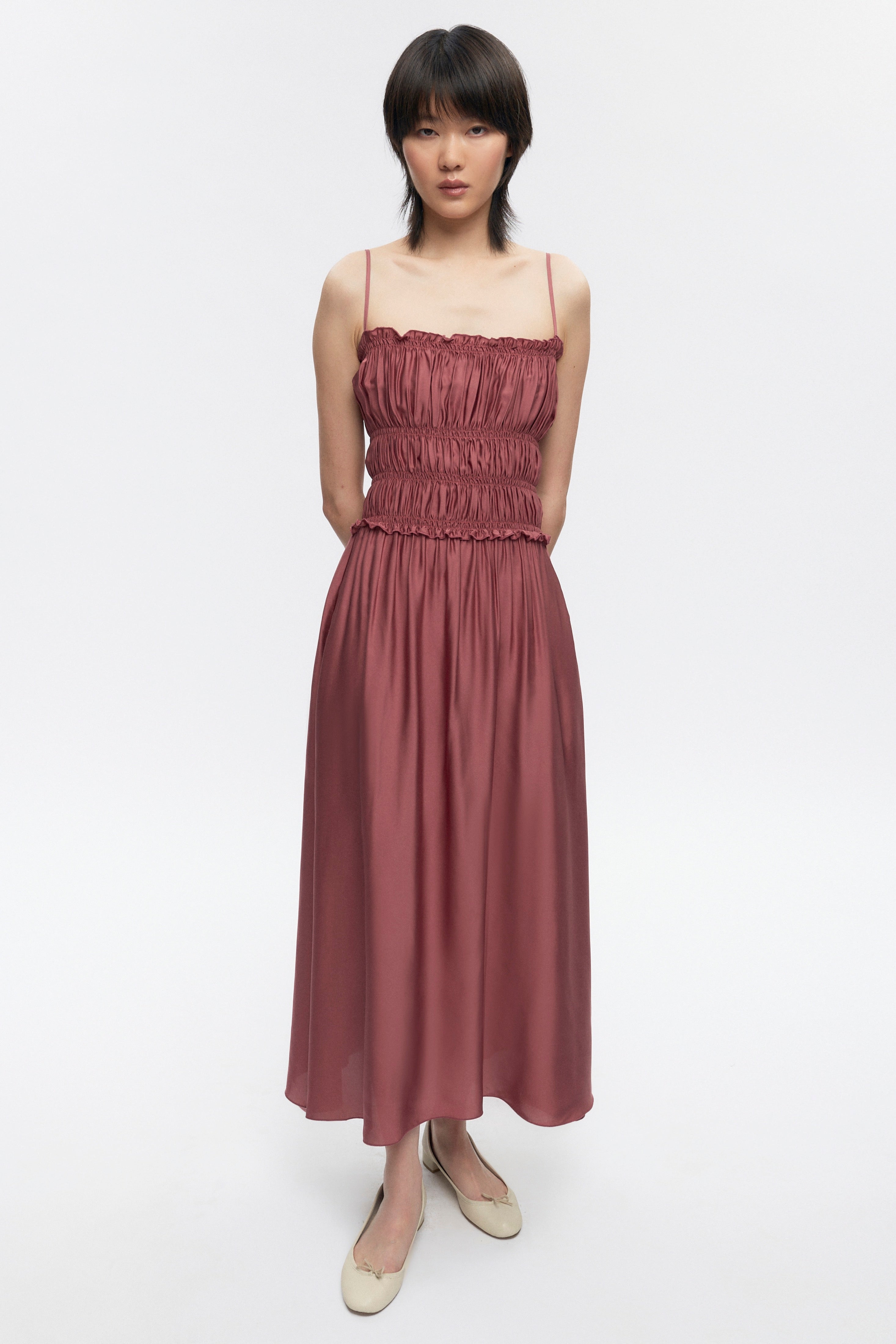 Women's Ruffle Dress in Dusty Rose