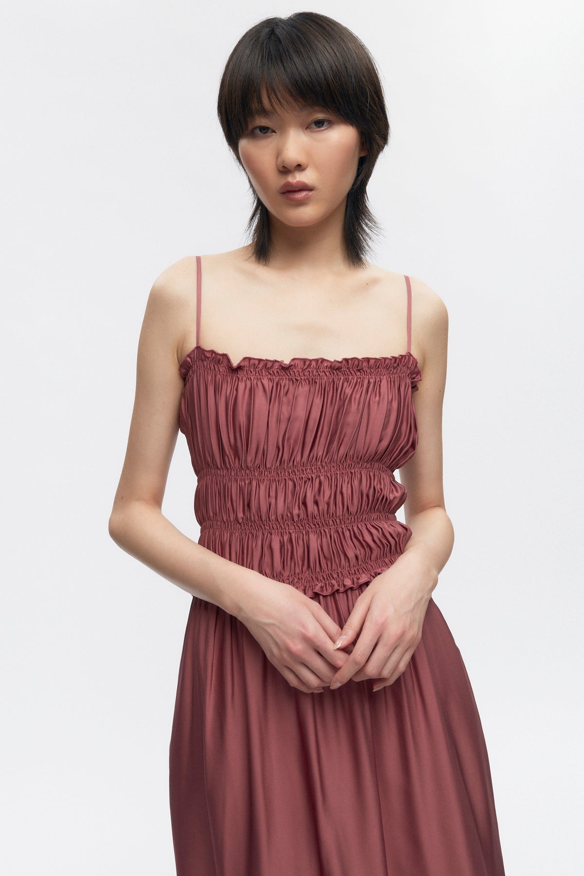 Women's Ruffle Dress in Dusty Rose