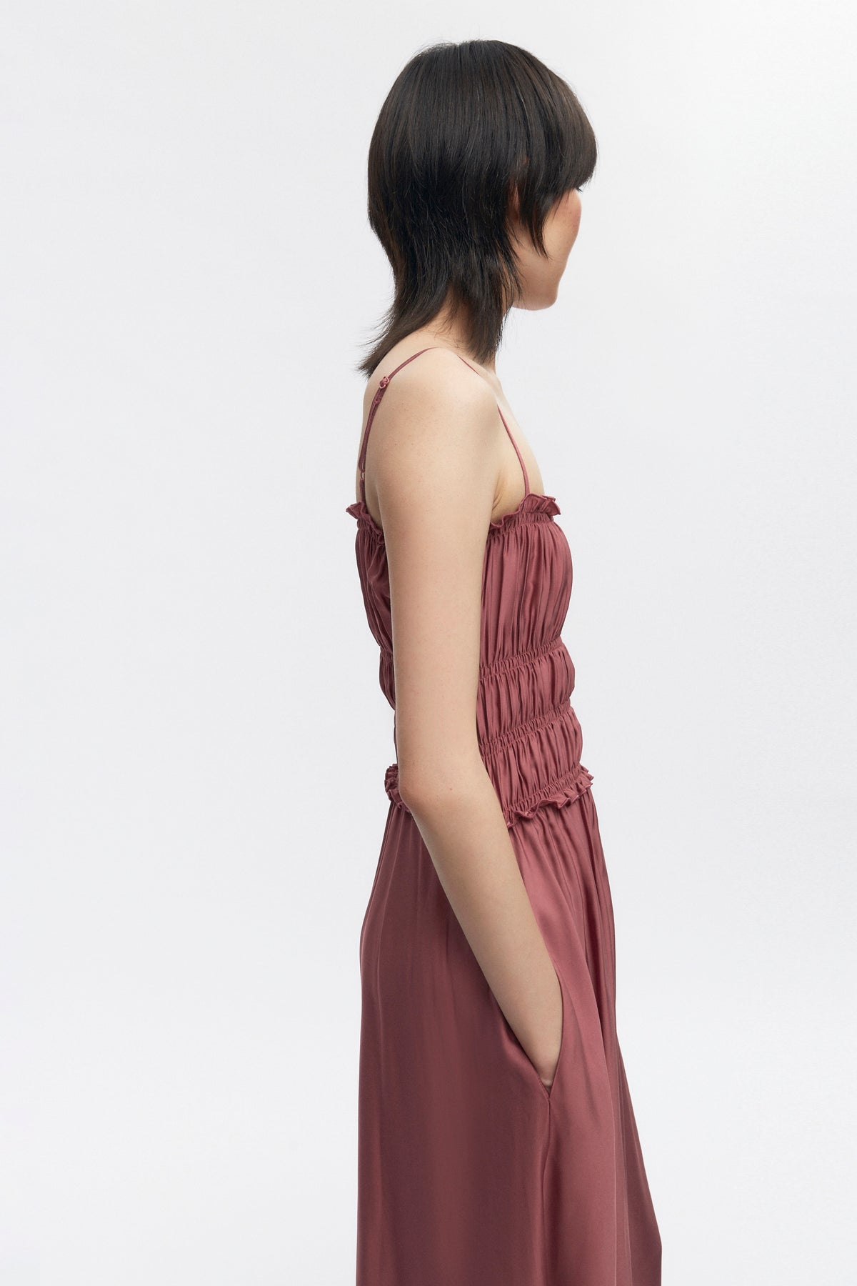 Women's Ruffle Dress in Dusty Rose