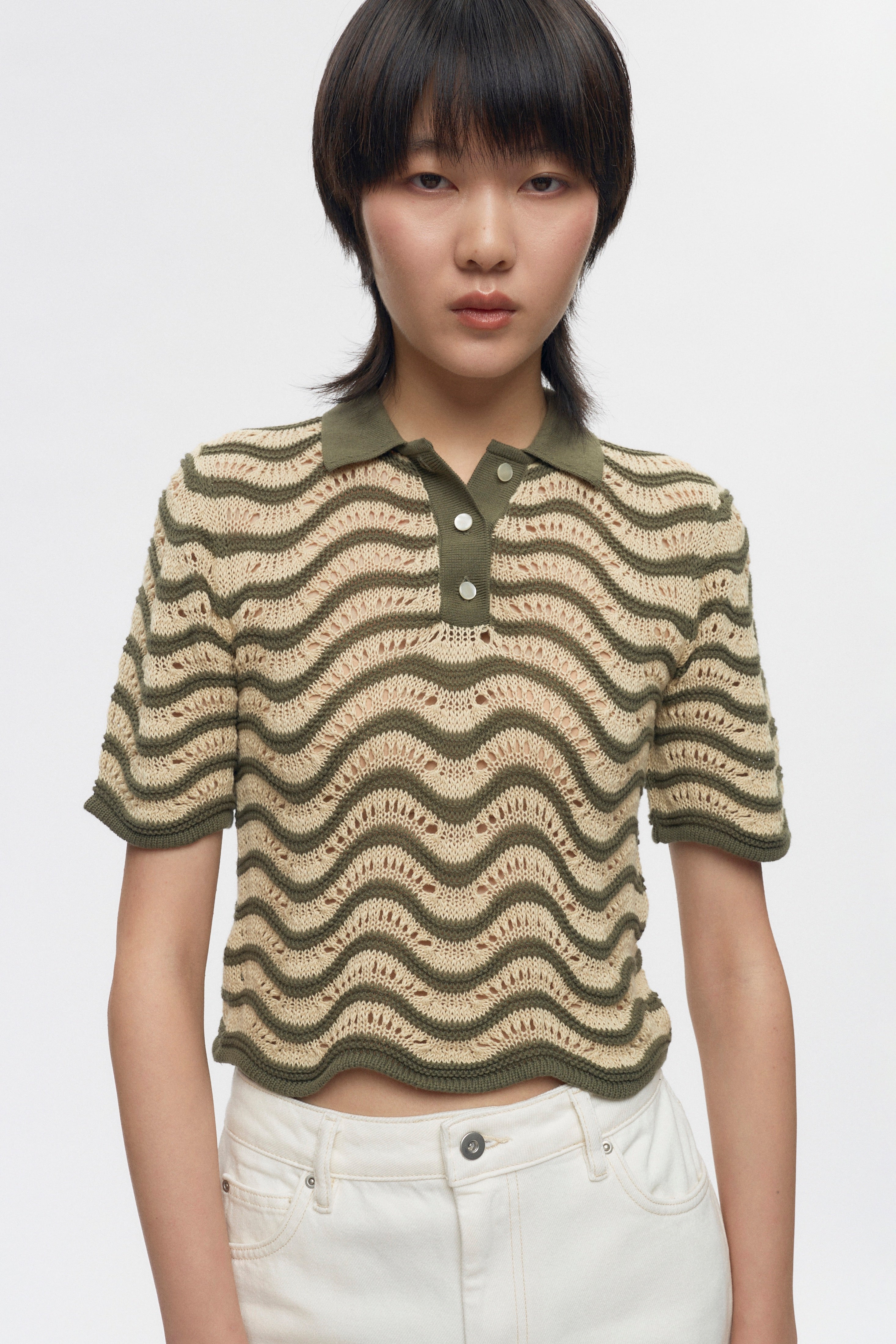 Women's Sabah Polo in Olive/Natural