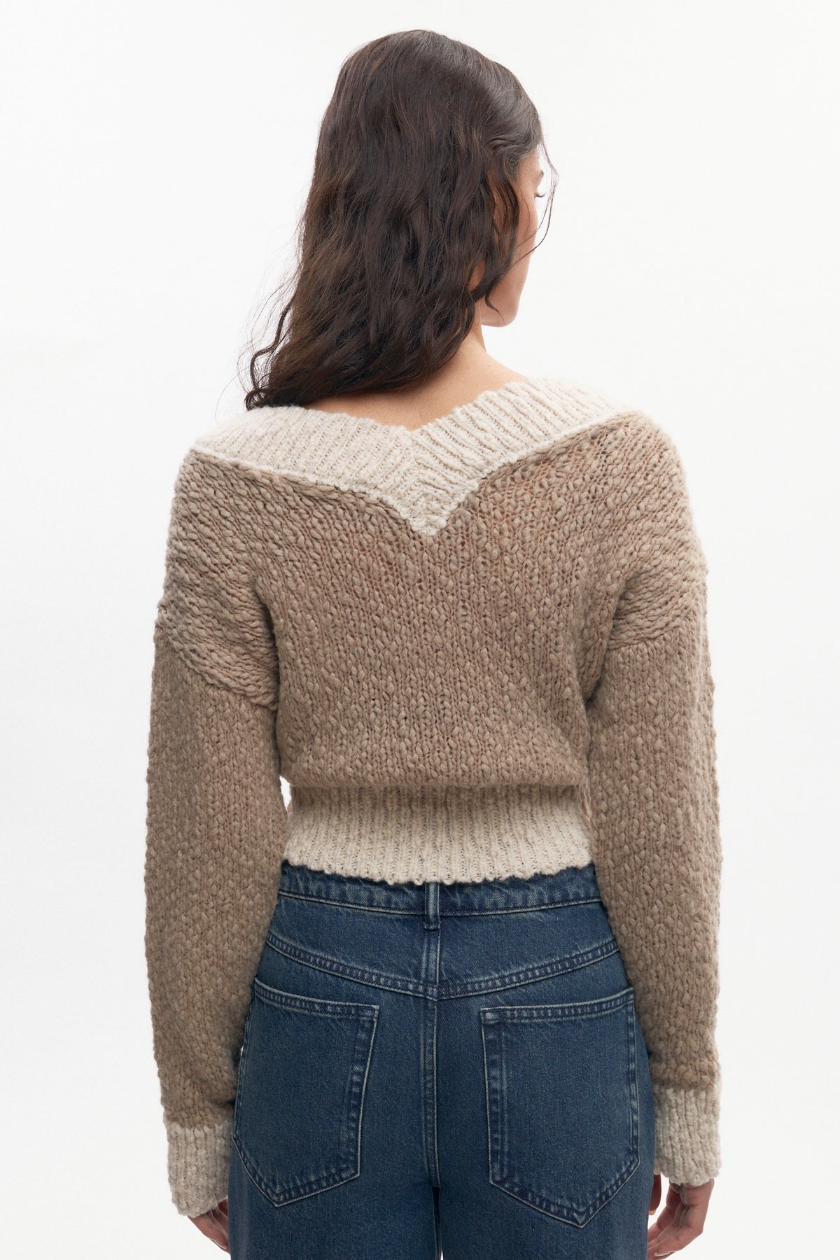 Women's Sia V-neck Sweater in Dove/Marshmallow