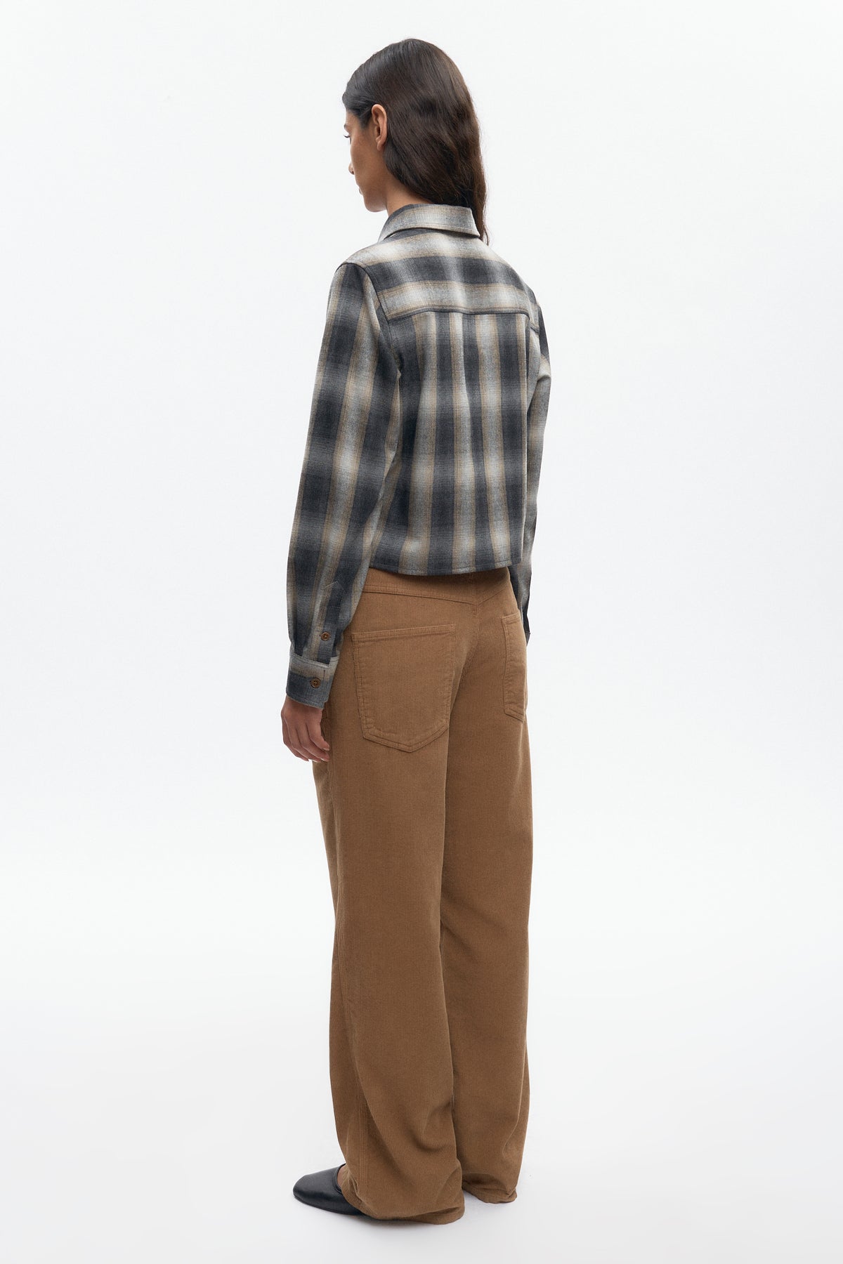 Women's Wool Flannel Shirt in Sand Plaid